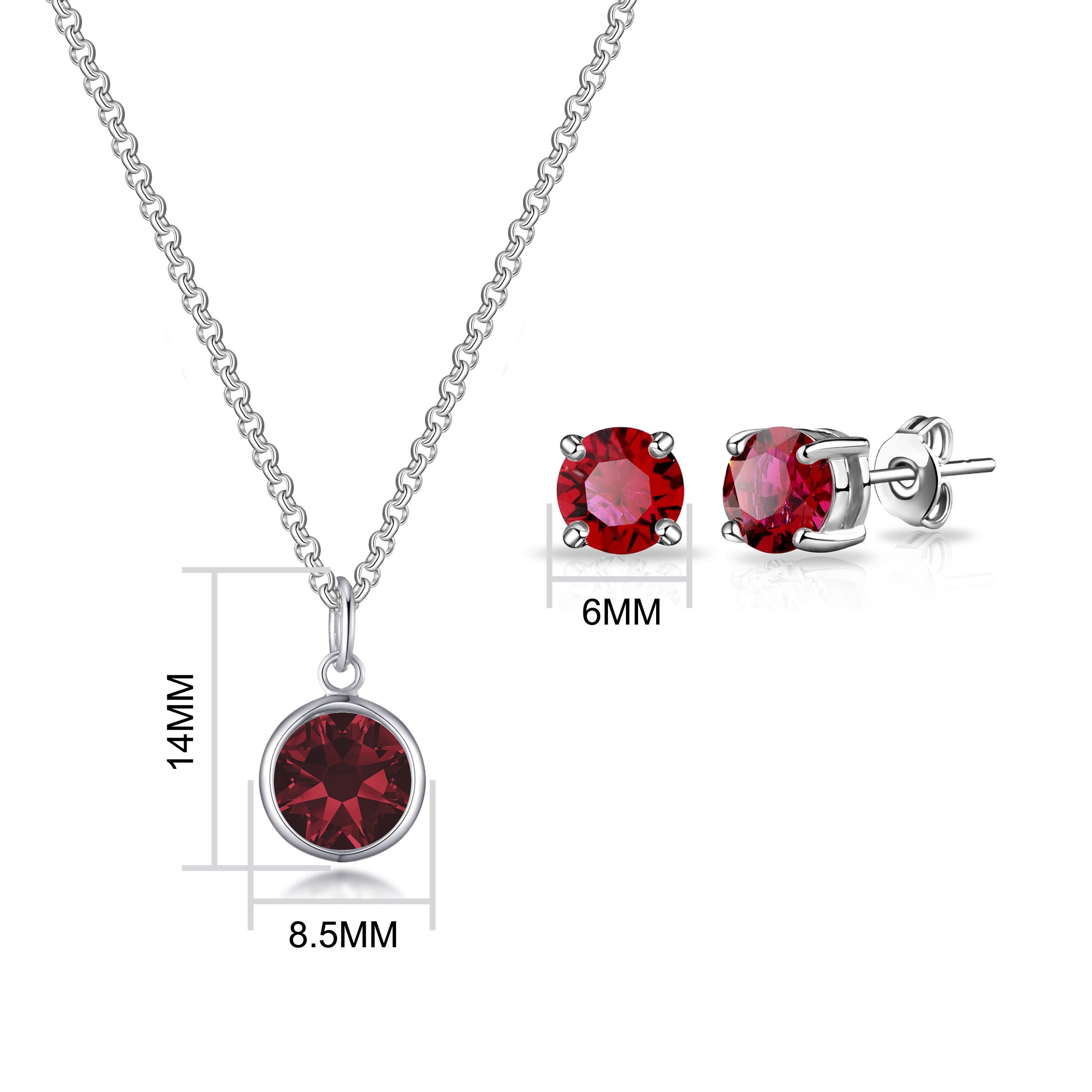 January (Garnet) Birthstone Necklace & Earrings Set Created with Zircondia® Crystals