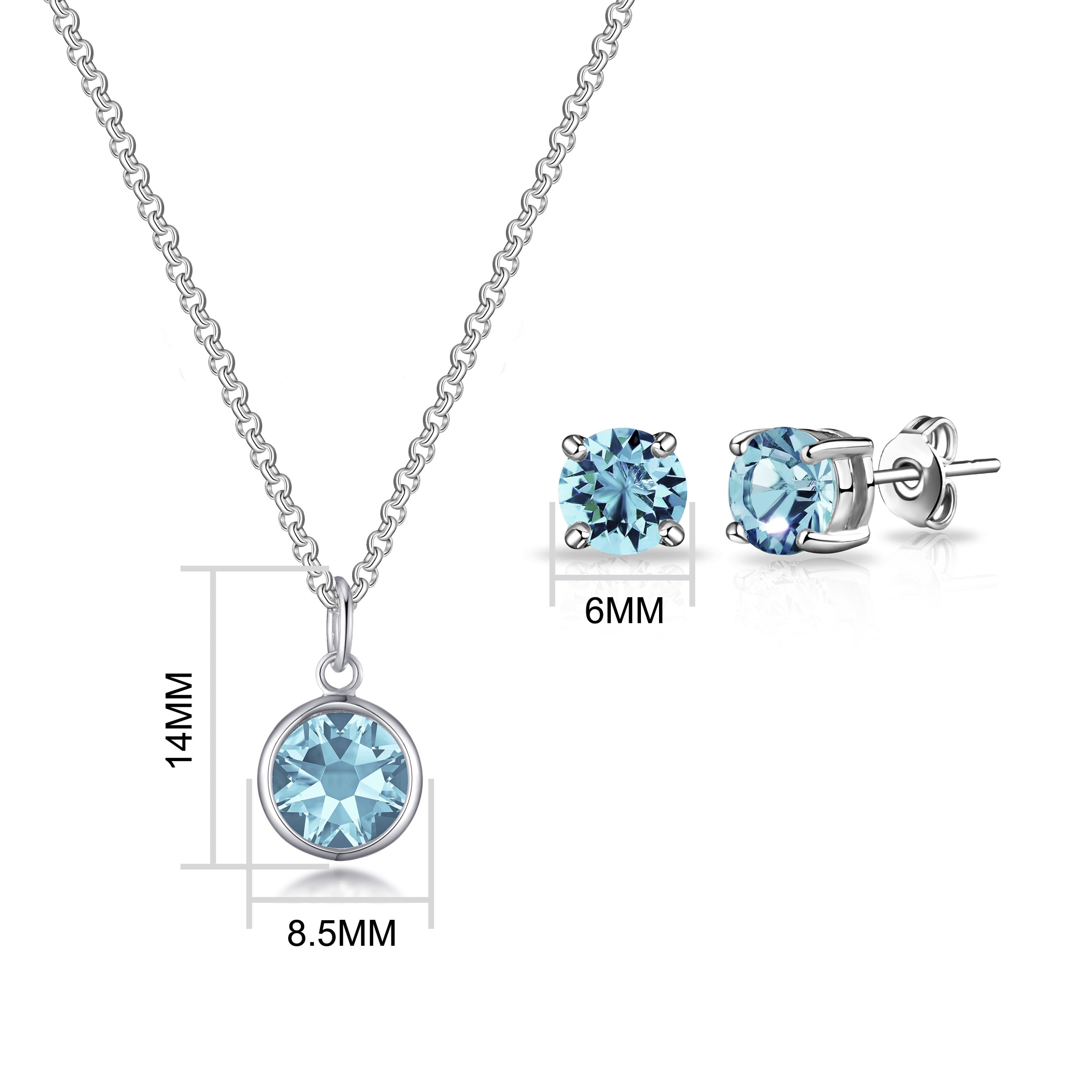 March (Aquamarine) Birthstone Necklace & Earrings Set Created with Zircondia® Crystals