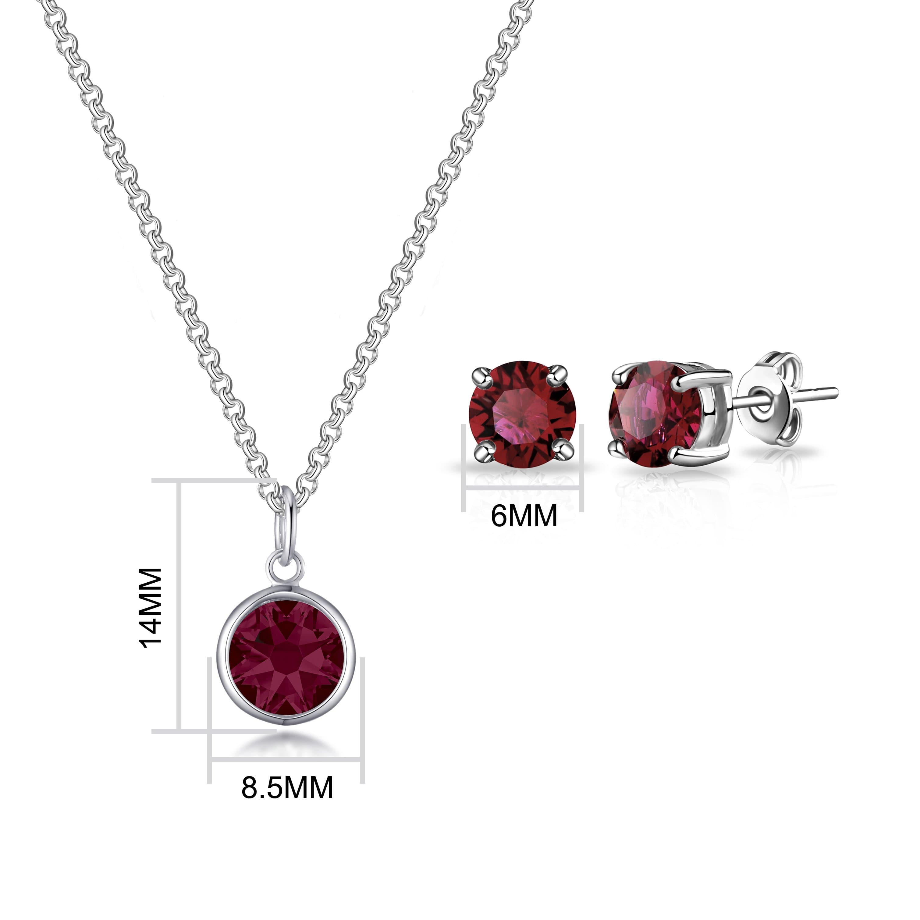 July (Ruby) Birthstone Necklace & Earrings Set Created with Zircondia® Crystals