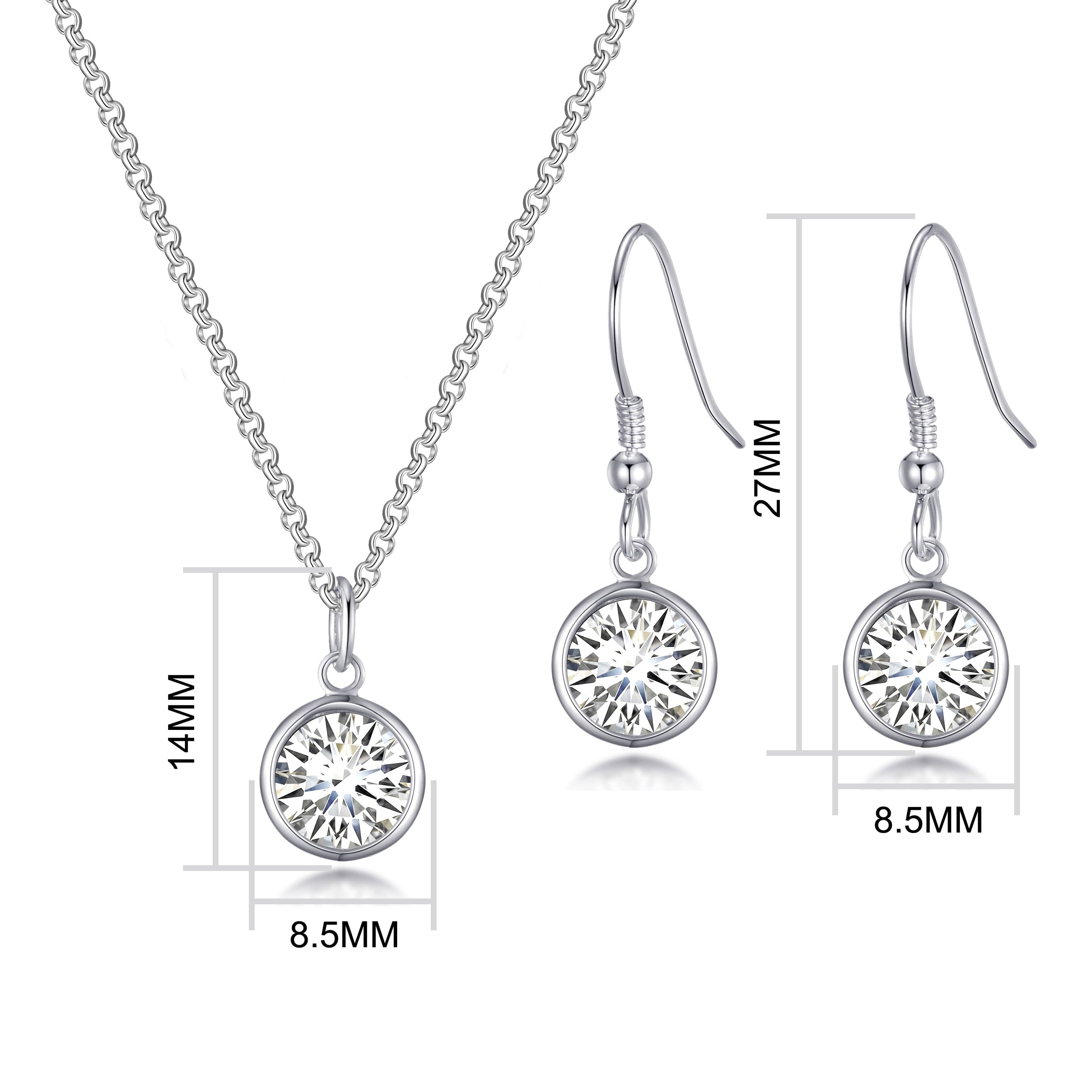 April (Diamond) Birthstone Necklace & Drop Earrings Set Created with Zircondia® Crystals