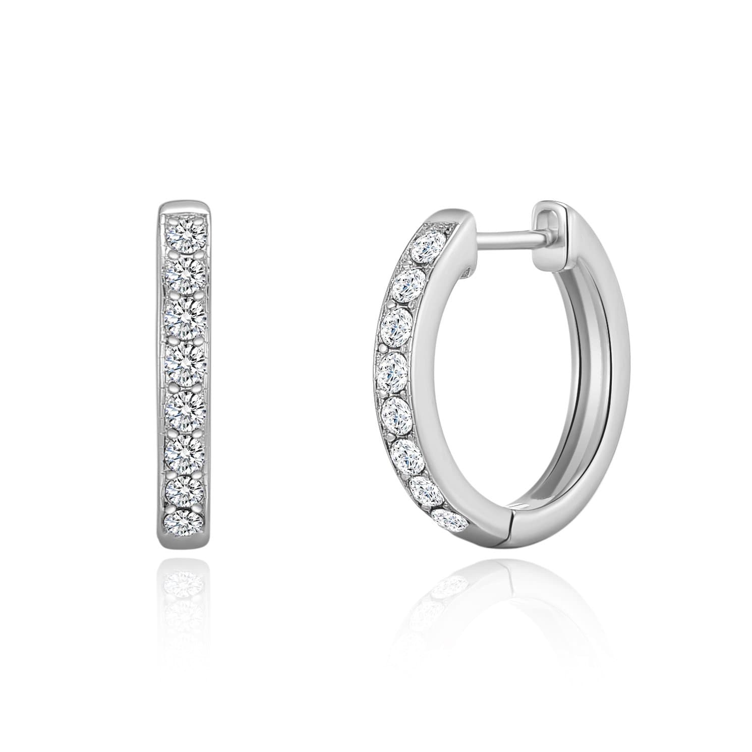 Silver Plated Hoop Earrings Created with Zircondia® Crystals
