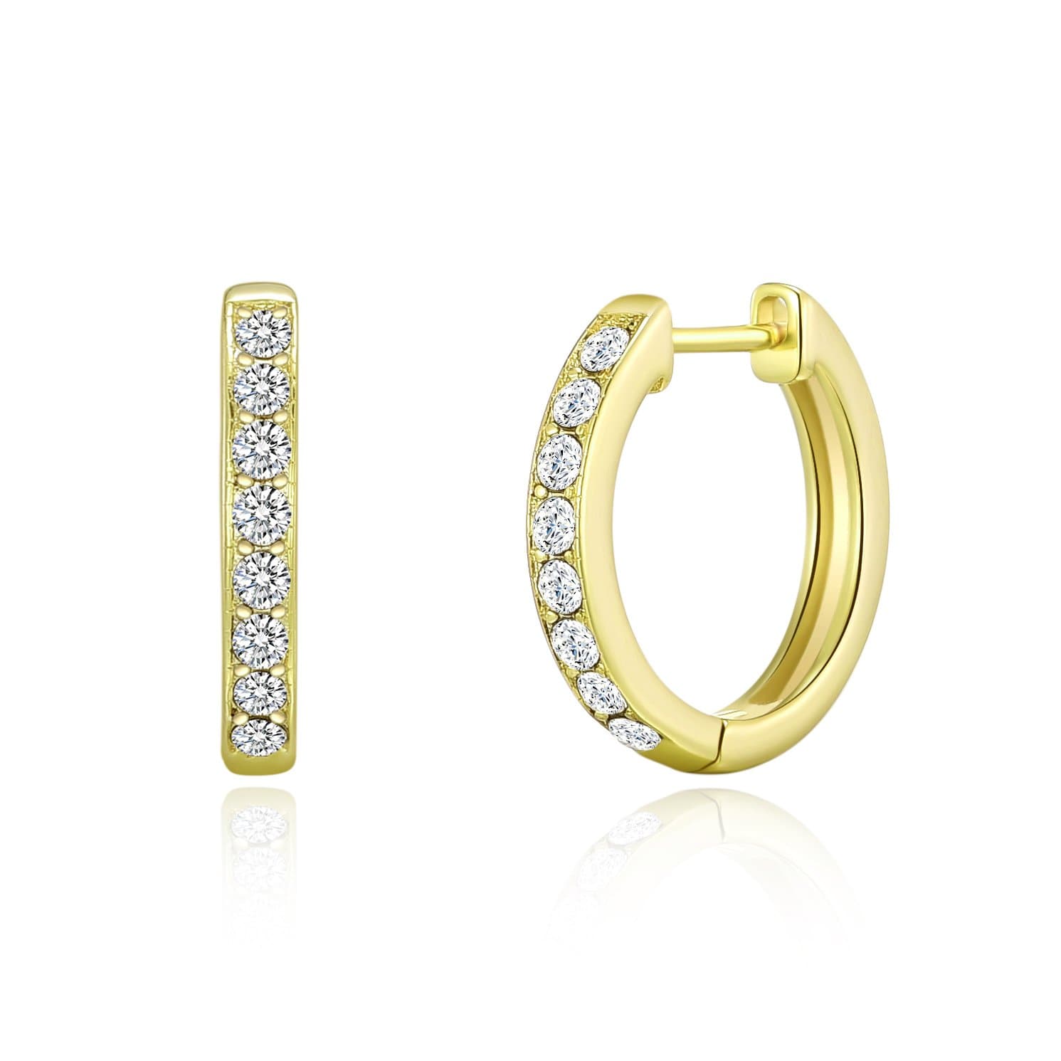 Gold Plated Hoop Earrings Created with Zircondia® Crystals by Philip Jones Jewellery