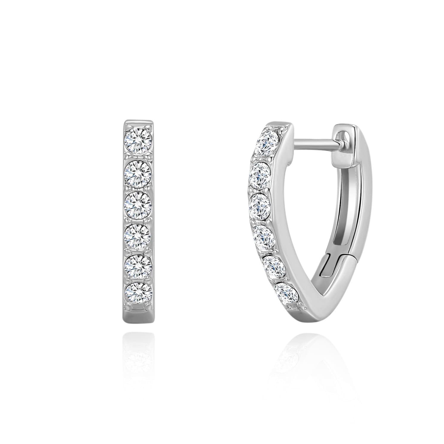 Silver Plated Huggie Hoop Earrings Created with Zircondia® Crystals by Philip Jones Jewellery