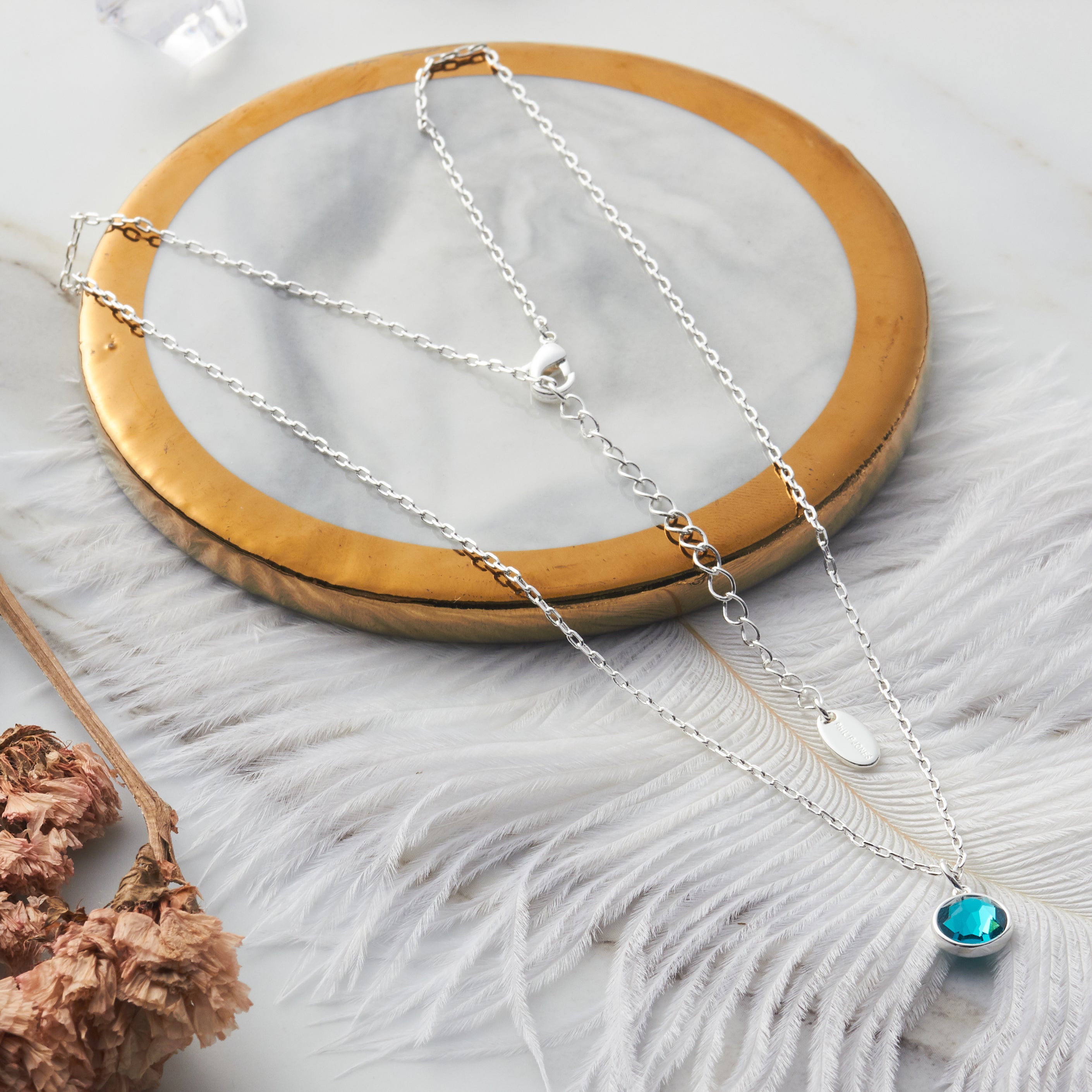 Blue Crystal Necklace Created with Zircondia® Crystals