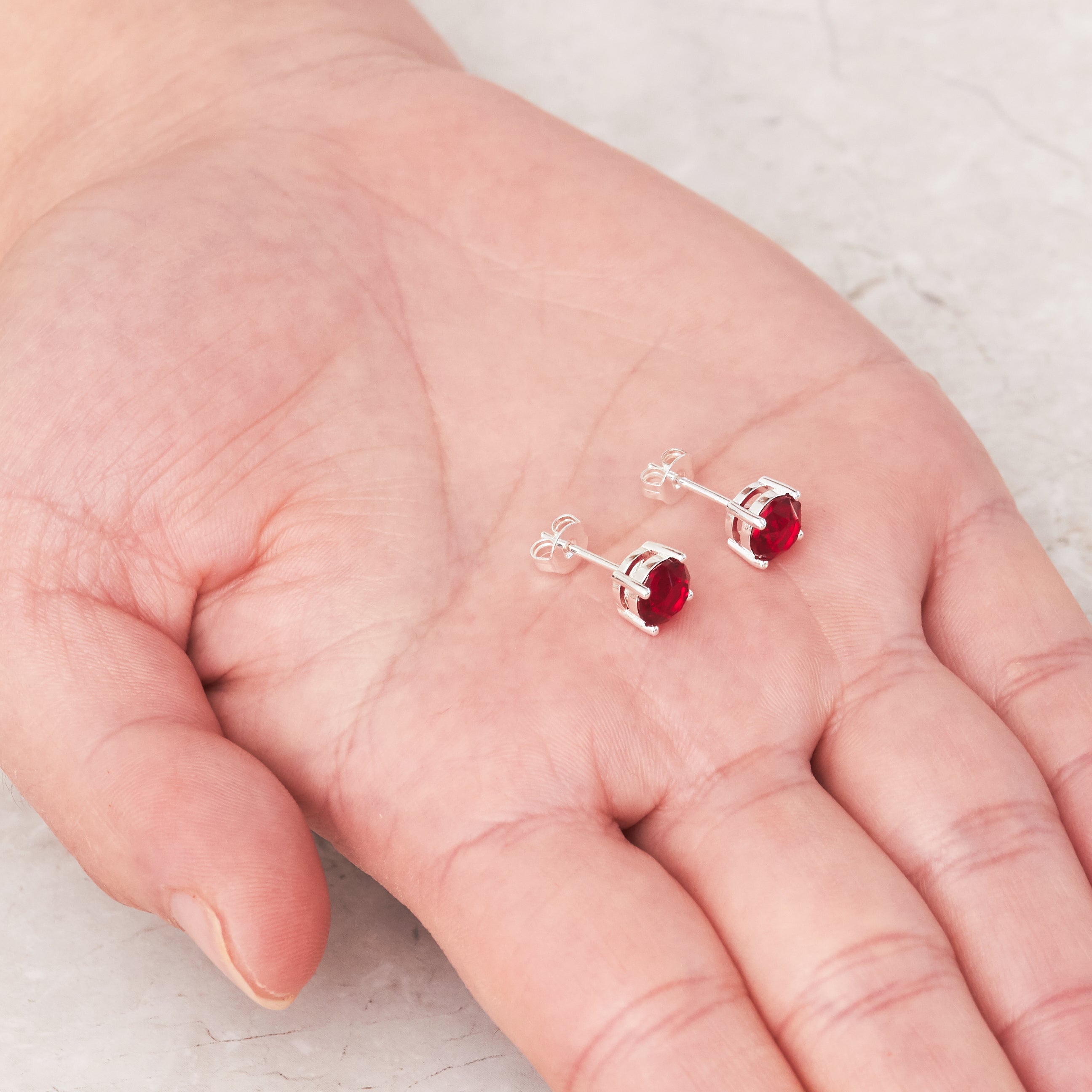 January (Garnet) Birthstone Earrings Created with Zircondia® Crystals