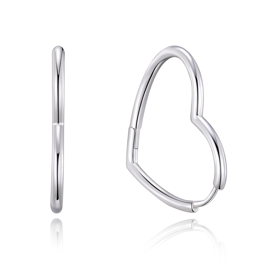 New ELLE Sterling Silver Modern Wide Heart Hoop hotsell Earrings