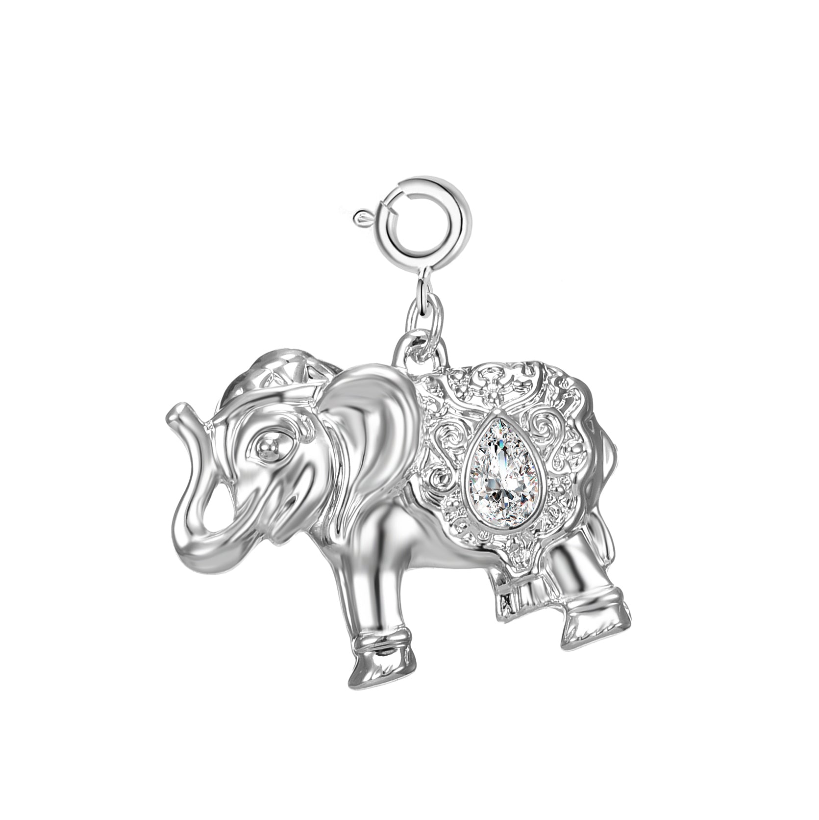 Elephant Charm Created with Zircondia® Crystals by Philip Jones Jewellery