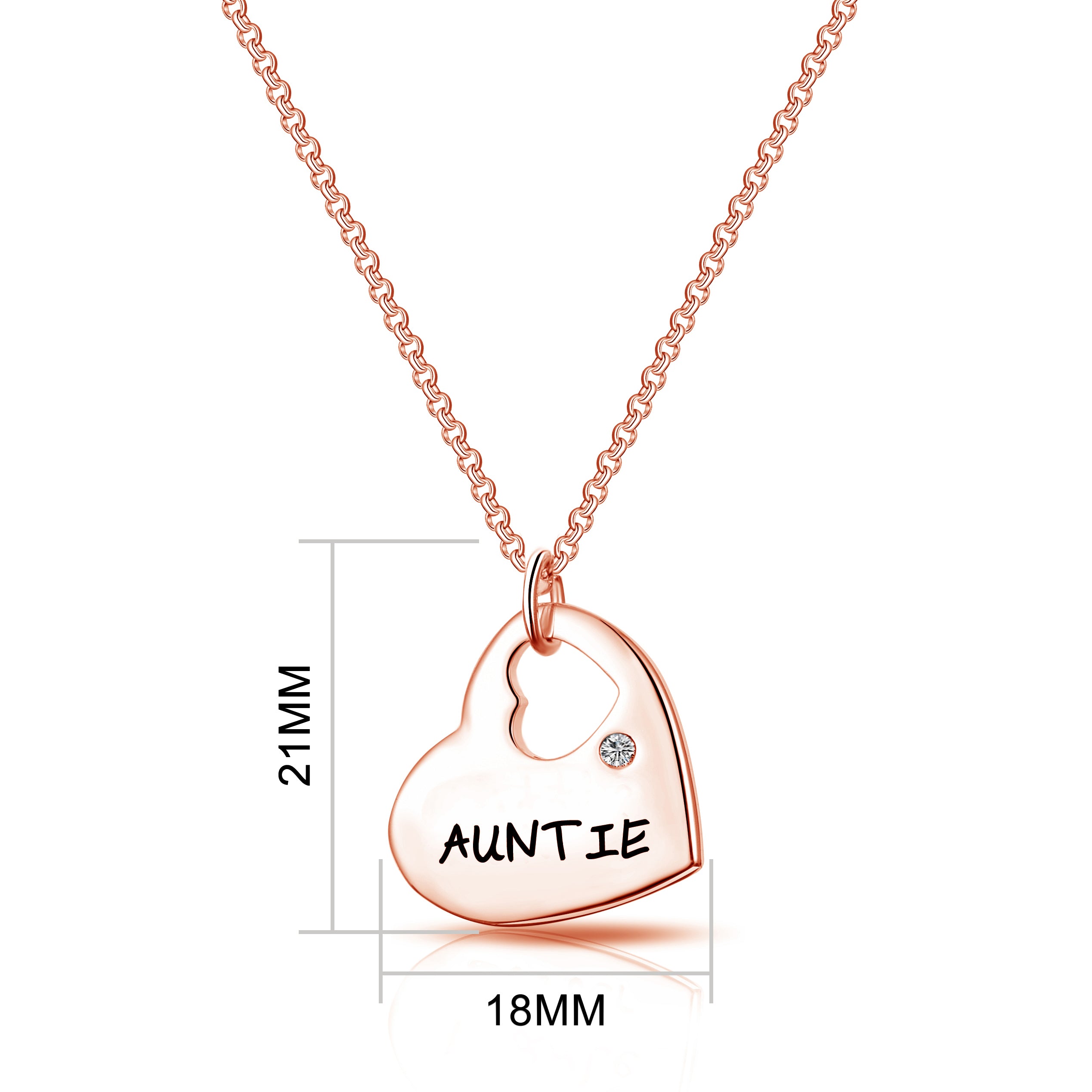 Rose Gold Plated Auntie Heart Necklace Created with Zircondia® Crystals