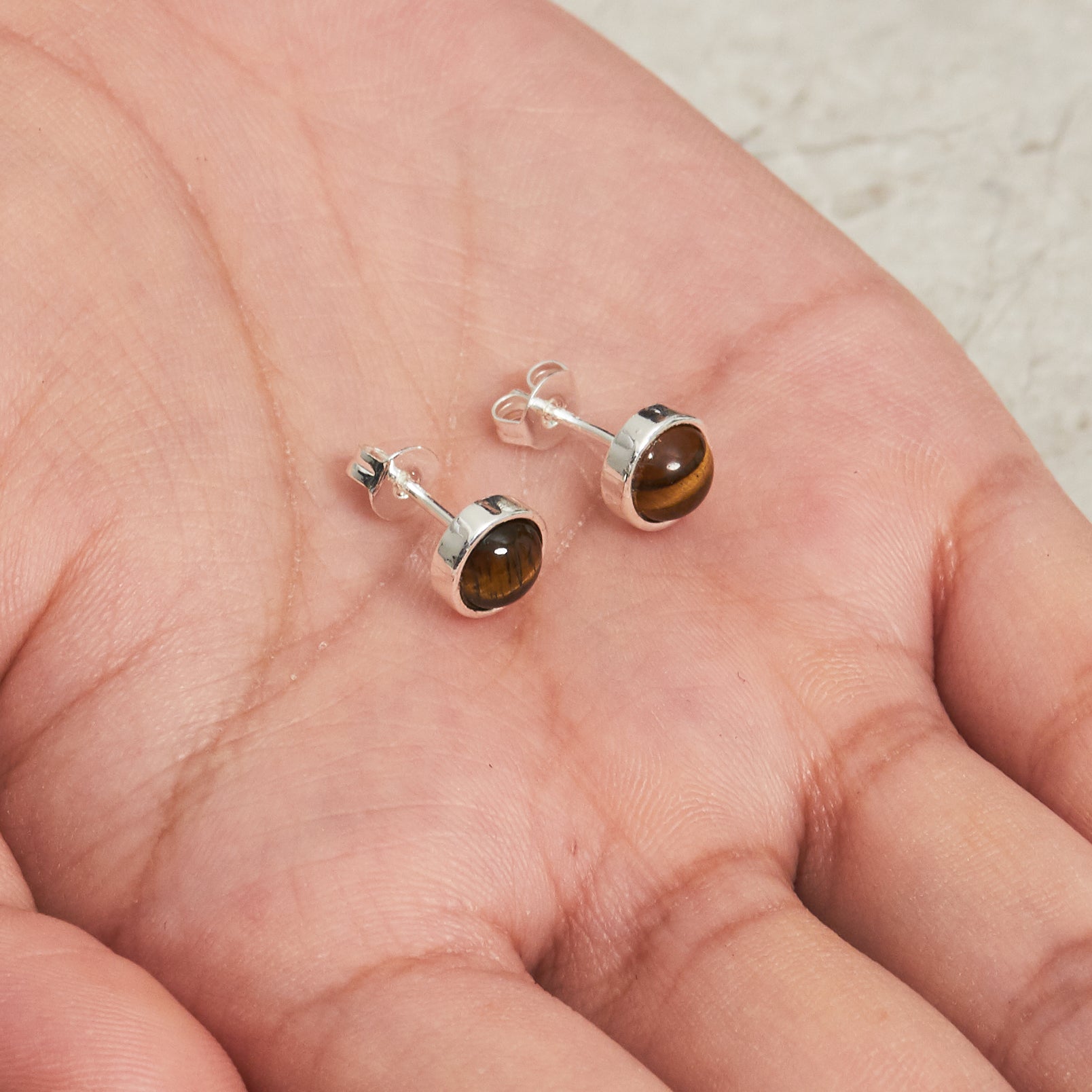 Tigers Eye Stud Earrings with Quote Card