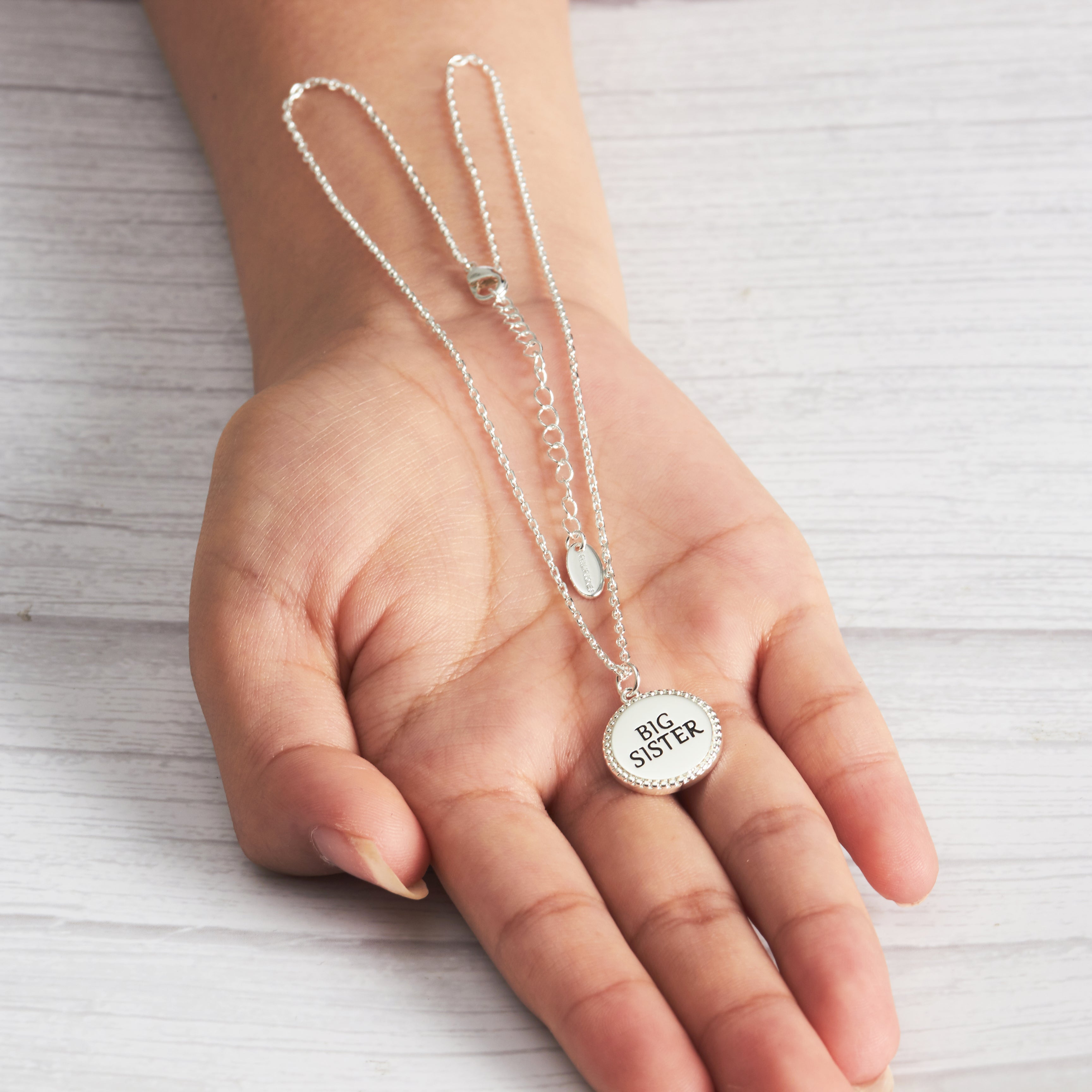 Silver Plated Filigree Disc Big Sister Necklace
