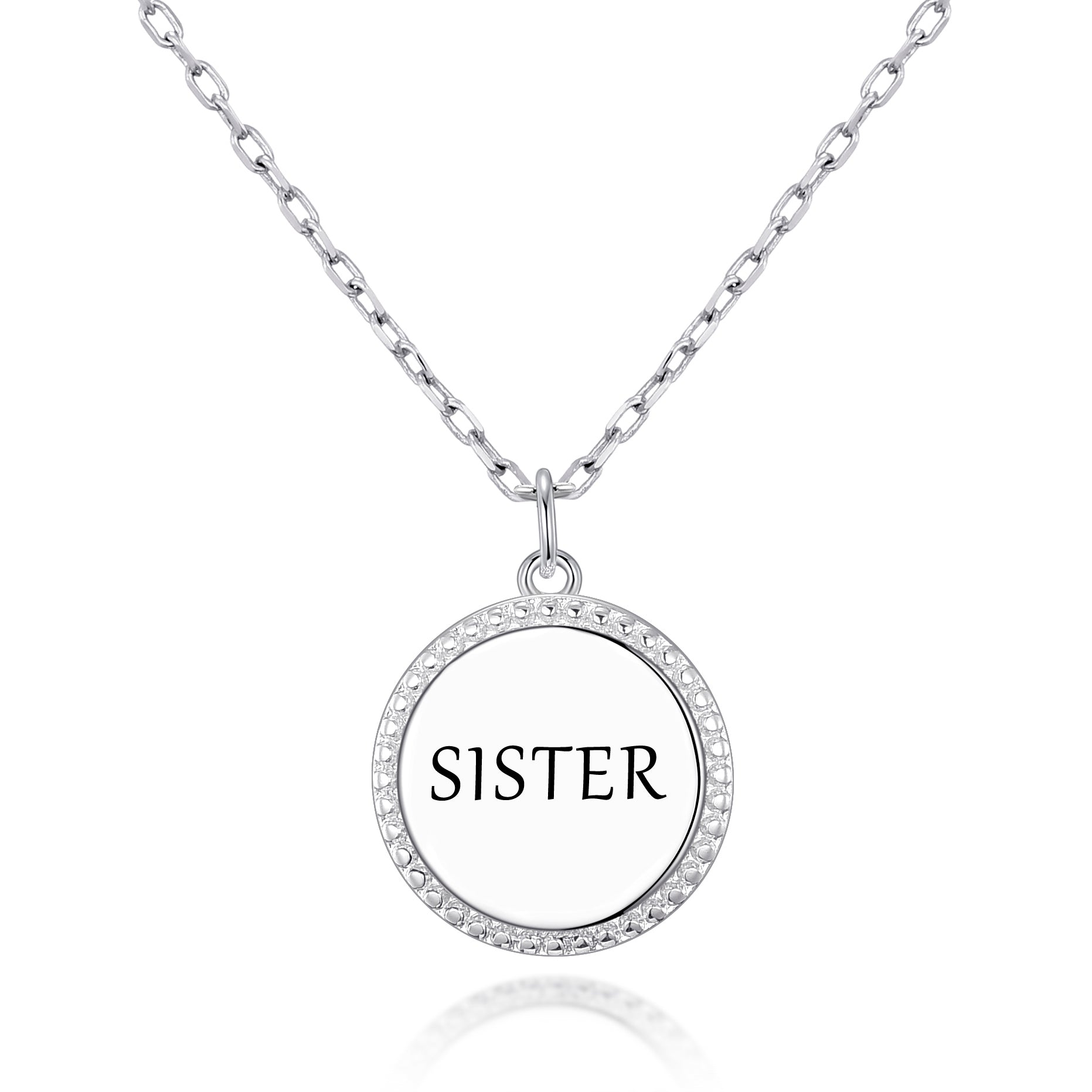Silver Plated Filigree Disc Sister Necklace