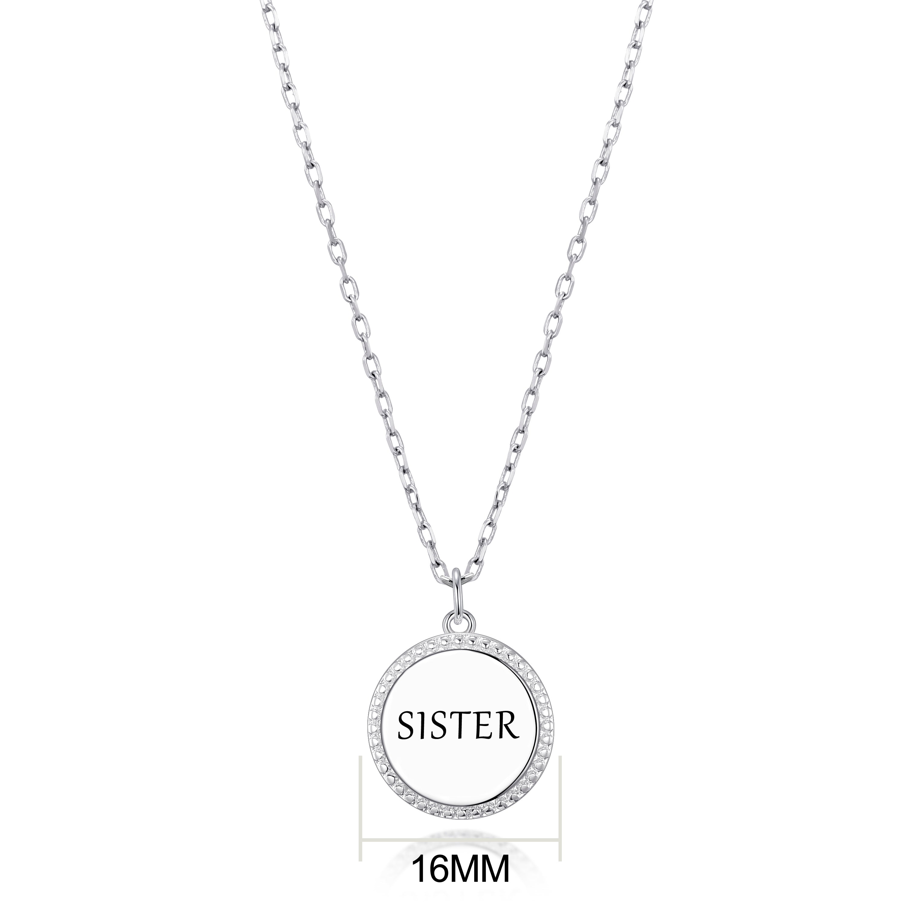 Silver Plated Filigree Disc Sister Necklace