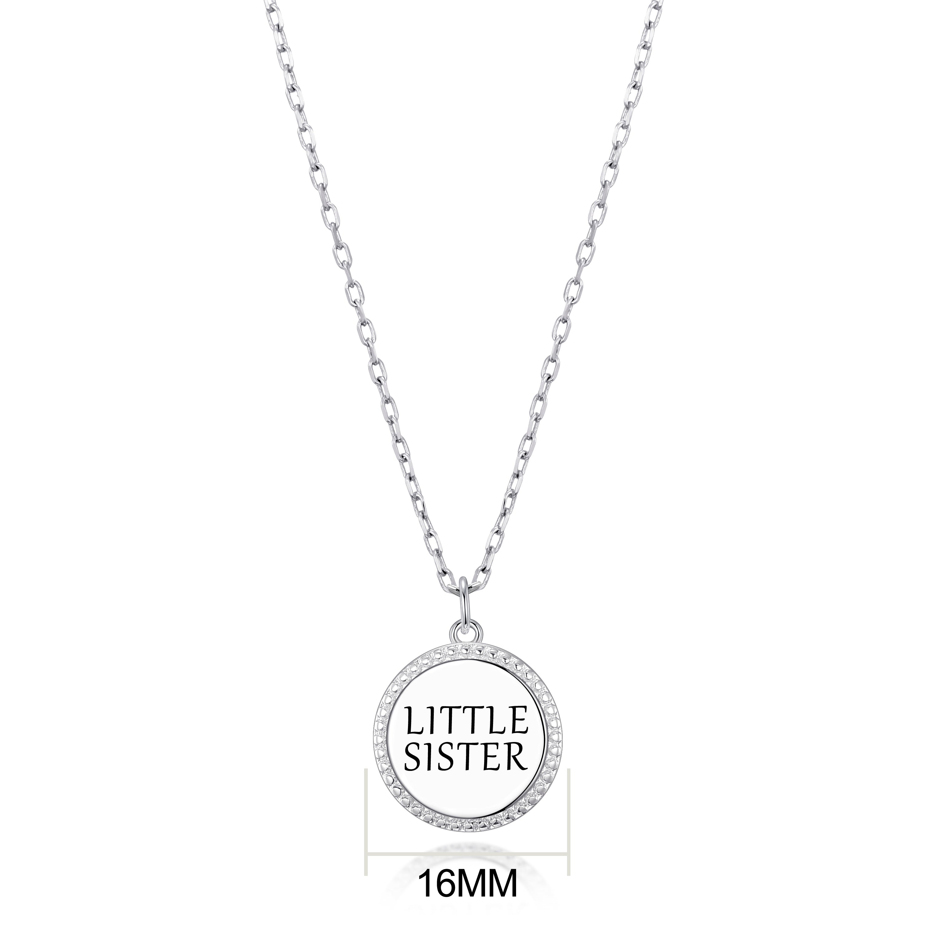 Silver Plated Filigree Disc Little Sister Necklace