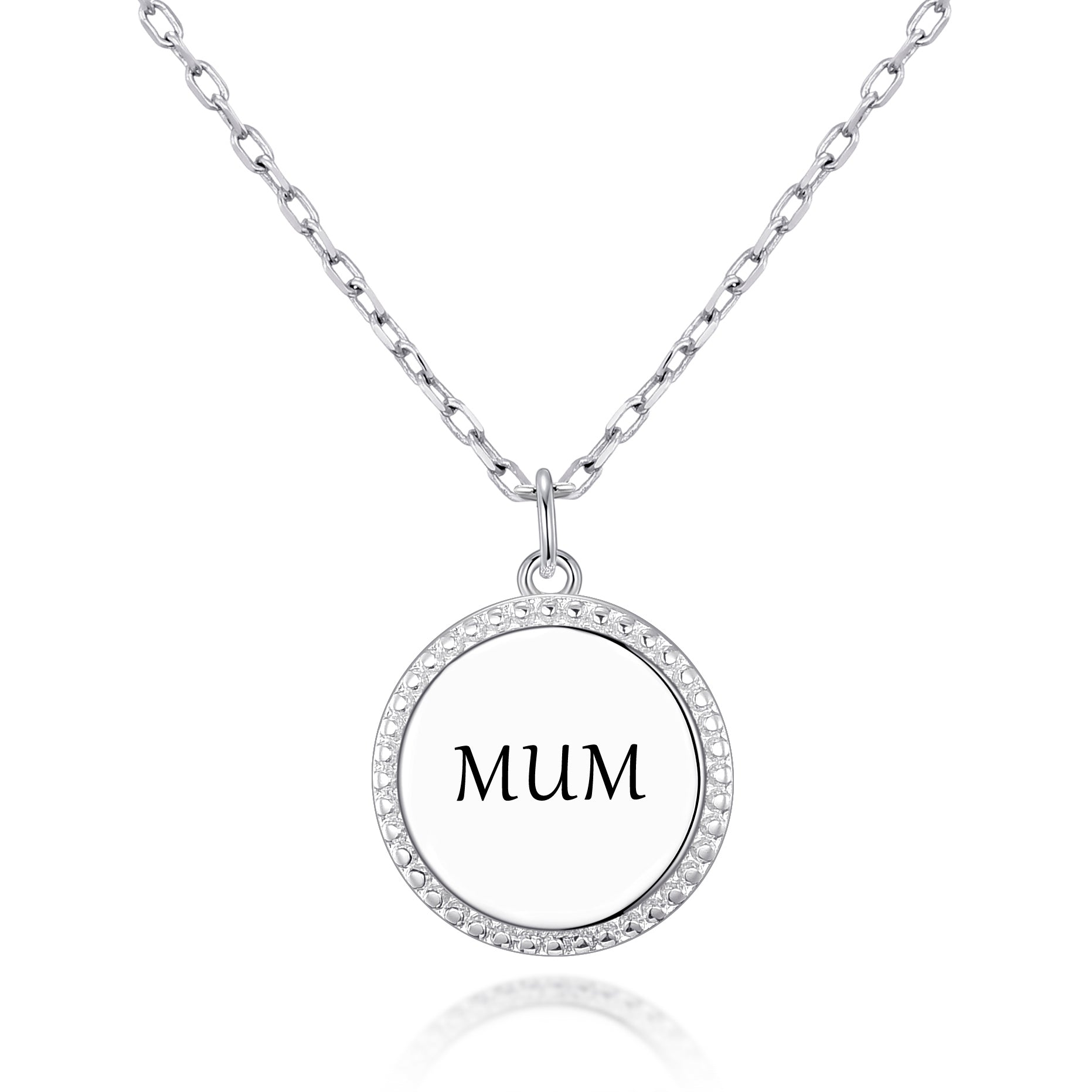 Silver Plated Filigree Disc Mum Necklace by Philip Jones Jewellery