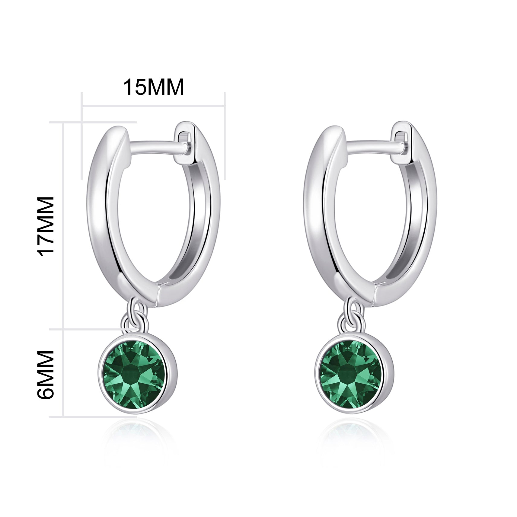 May Birthstone Hoop Earrings Created with Emerald Zircondia® Crystals