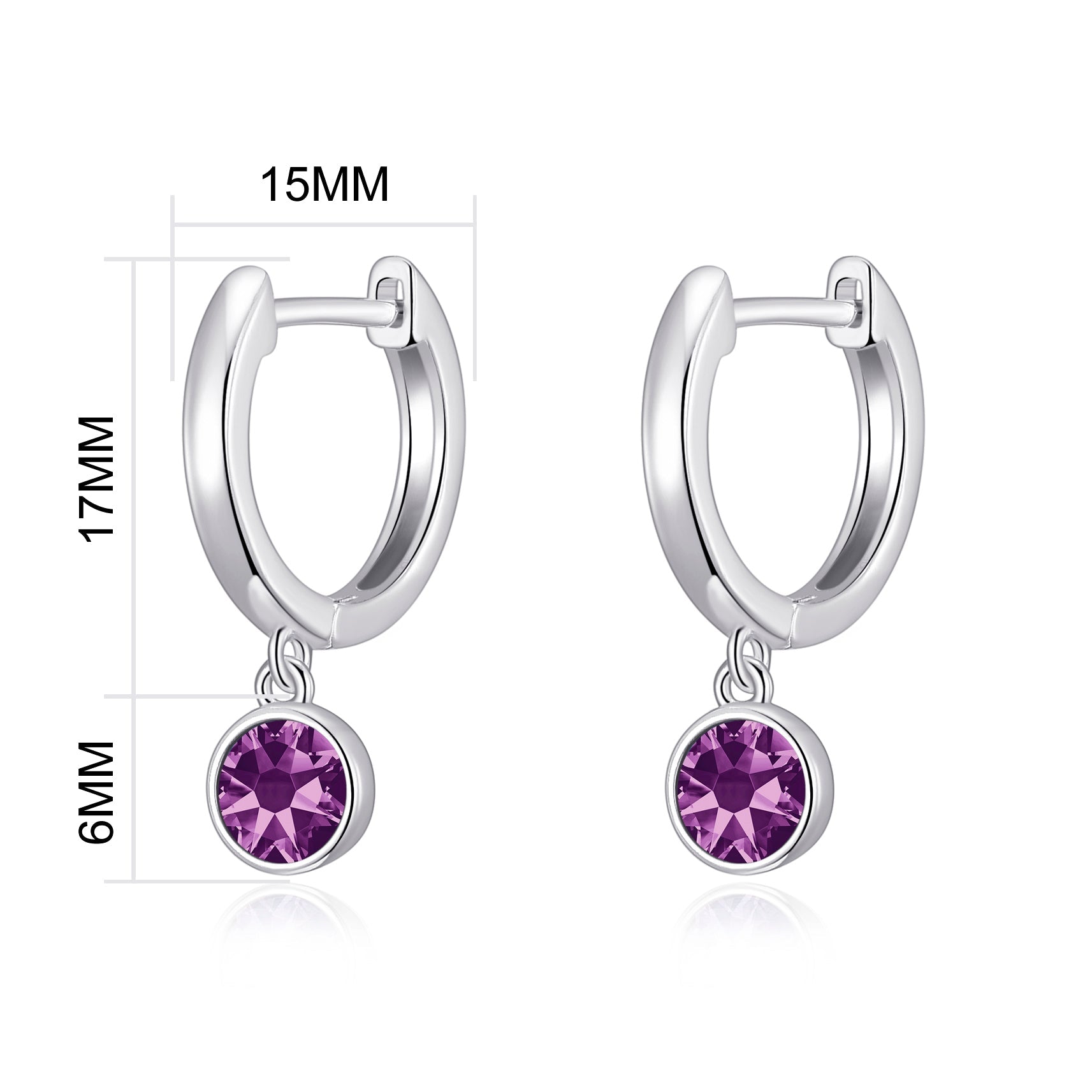 Purple Crystal Hoop Earrings Created with Zircondia® Crystals