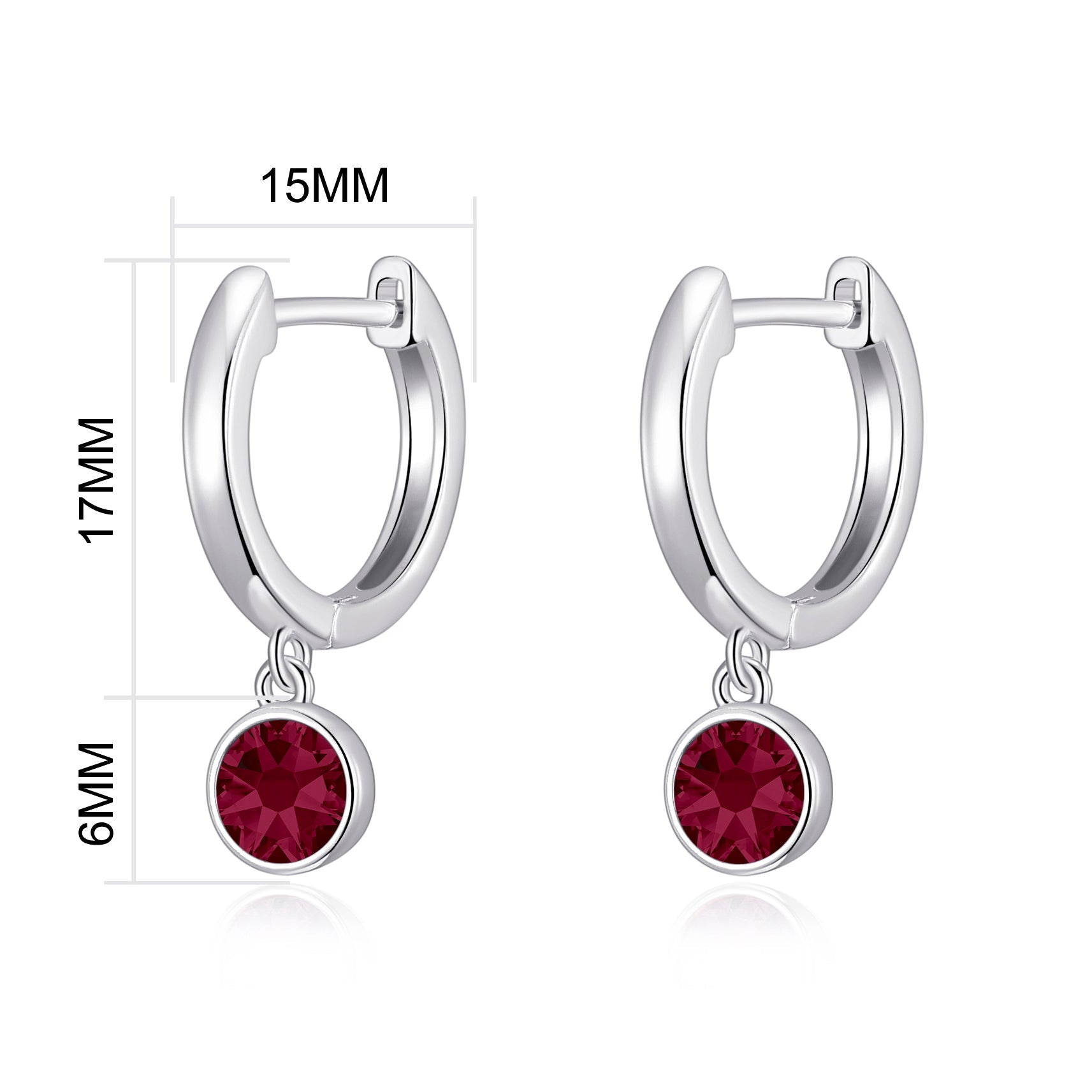 Red Crystal Hoop Earrings Created with Zircondia® Crystals