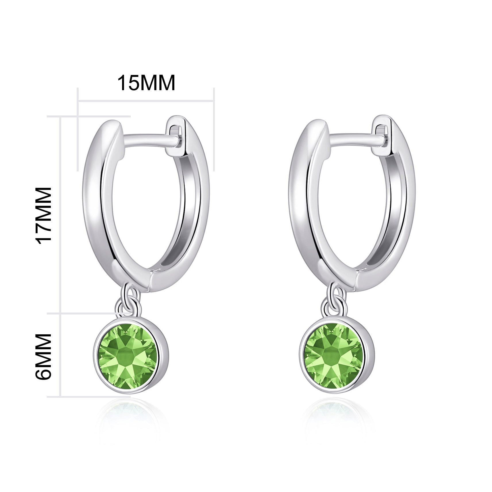 Light Green Crystal Hoop Earrings Created with Zircondia® Crystals