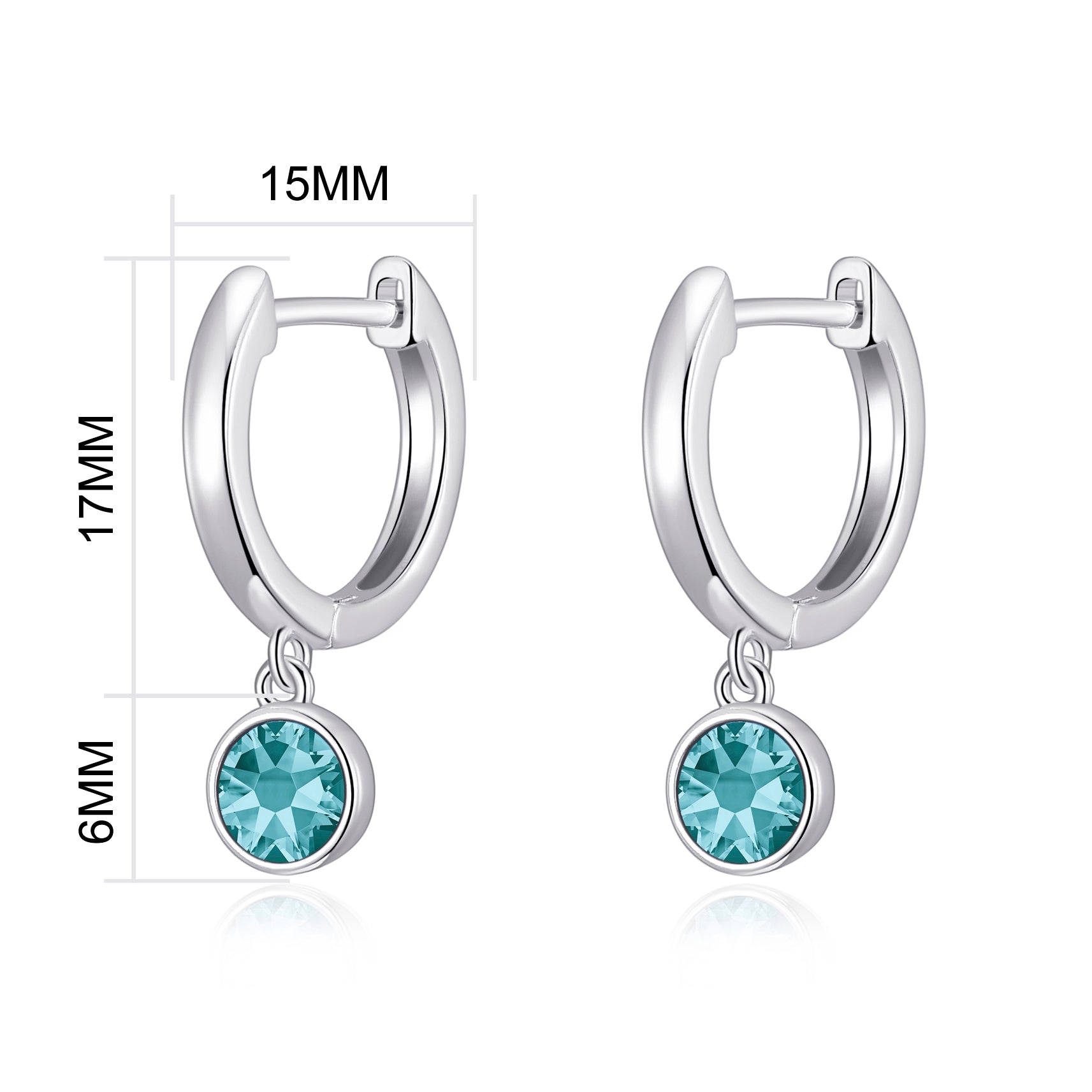 December Birthstone Hoop Earrings Created with Blue Topaz Zircondia® Crystals