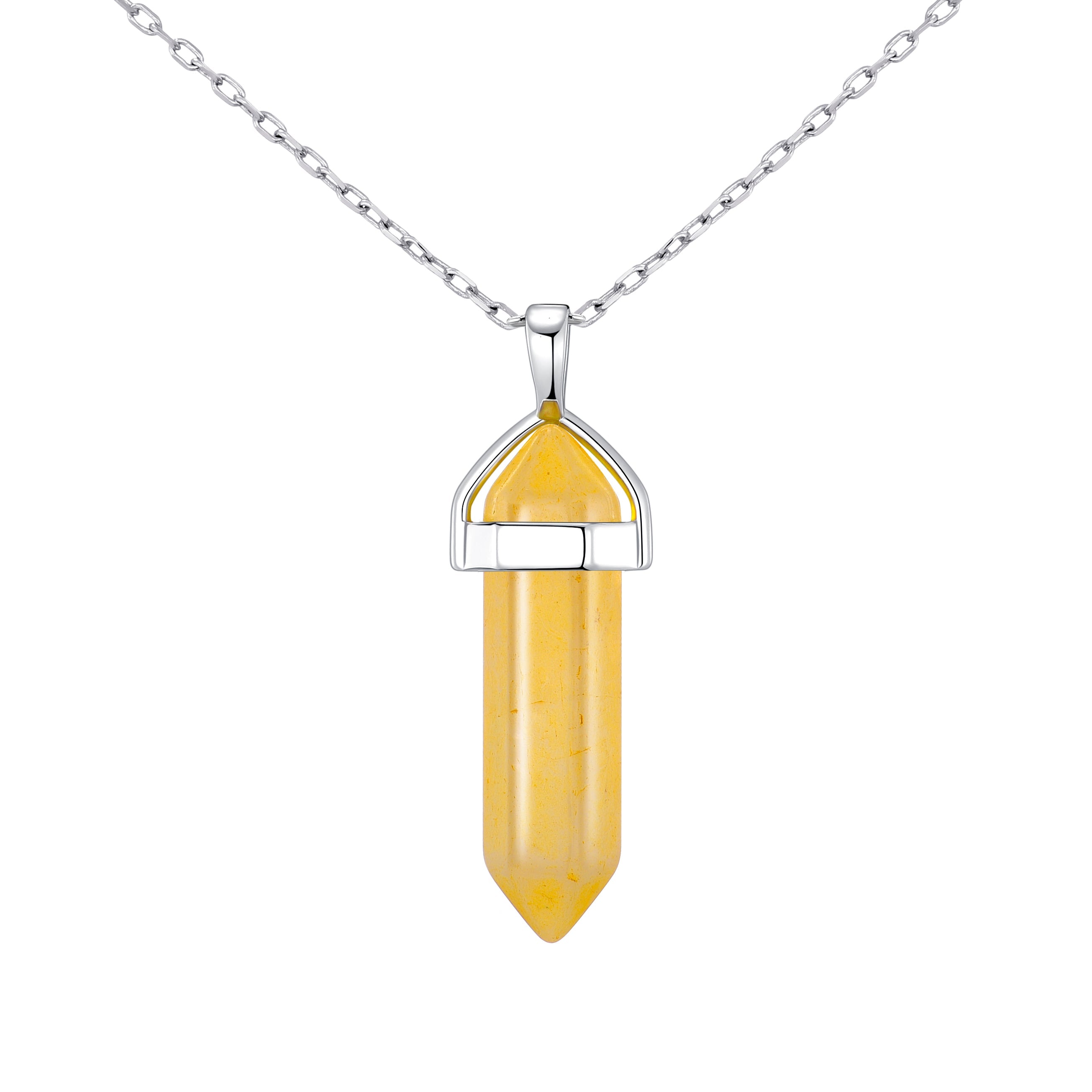 Yellow Quartz Genuine Gemstone Necklace by Philip Jones Jewellery
