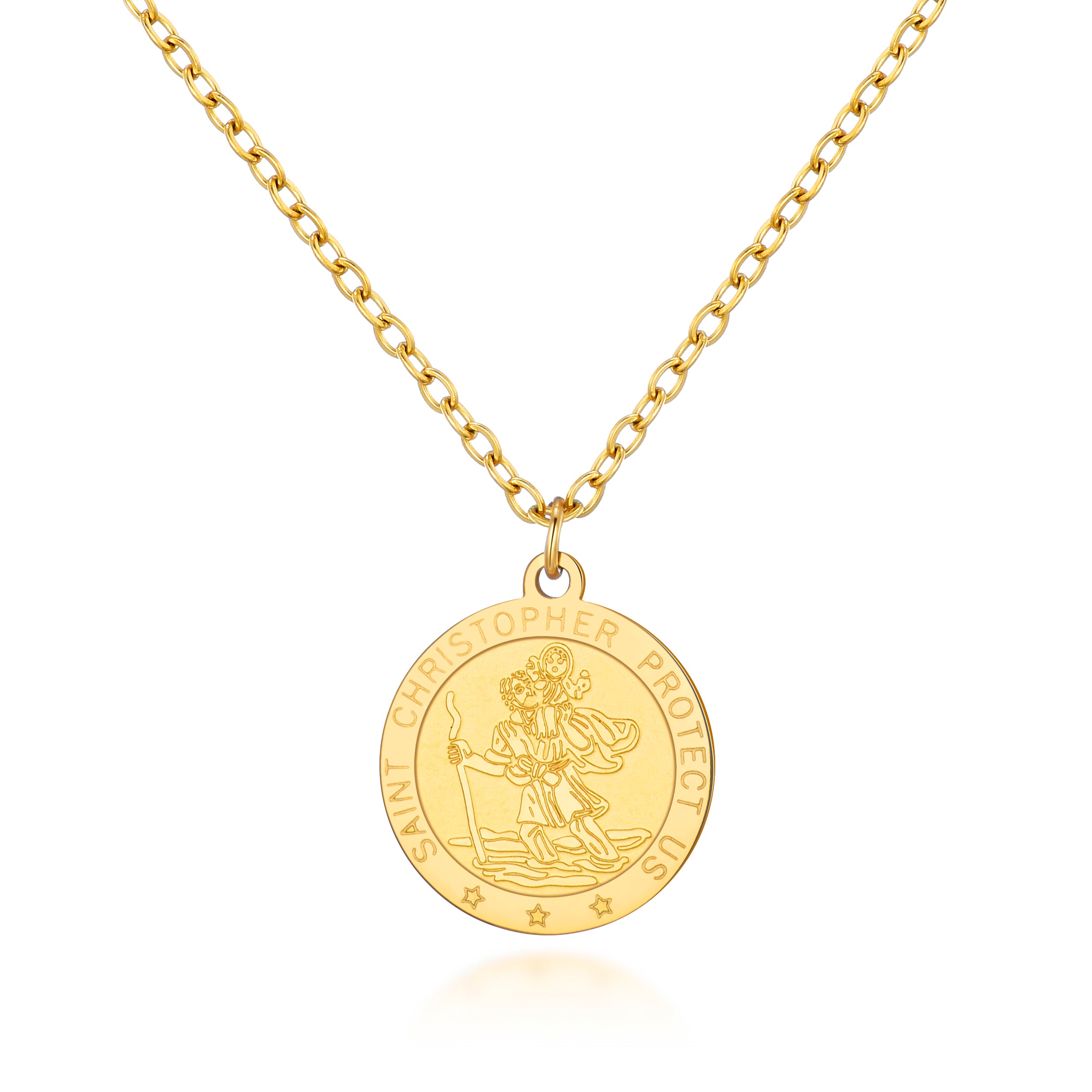 Men's Gold Plated Stainless Steel St Christopher Necklace by Philip Jones Jewellery