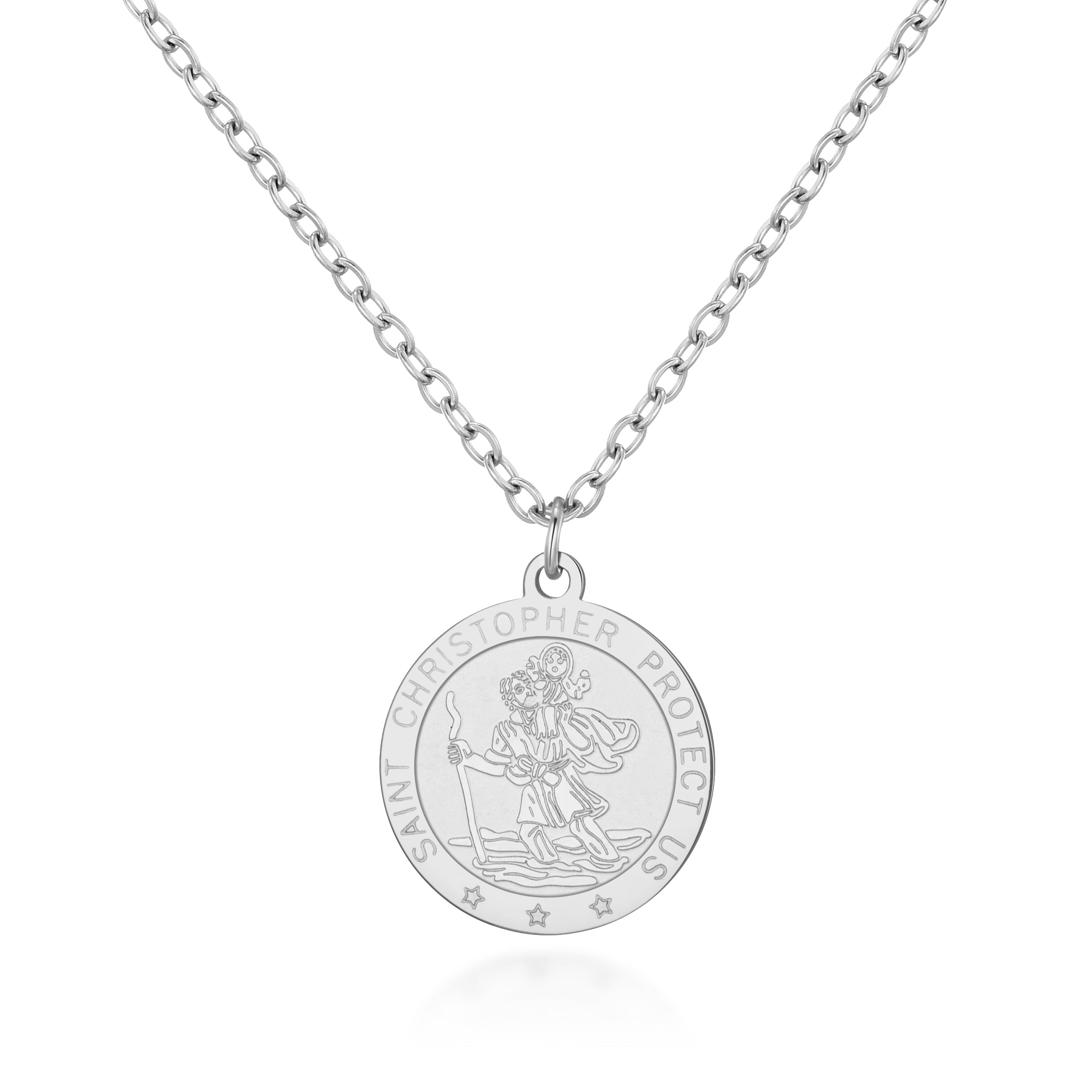 Men's Stainless Steel St Christopher Necklace by Philip Jones Jewellery