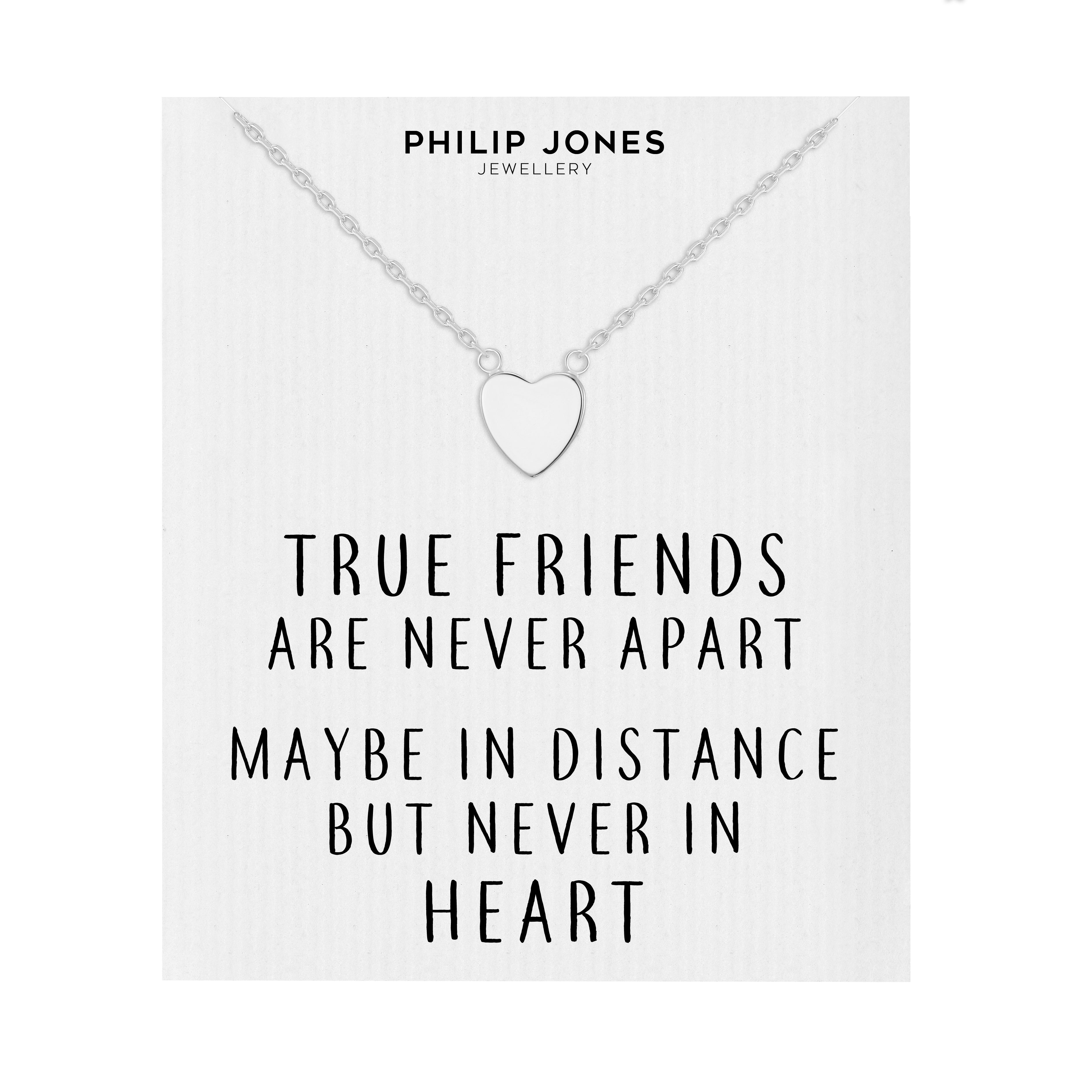 Silver Plated Heart Necklace with Quote Card by Philip Jones Jewellery