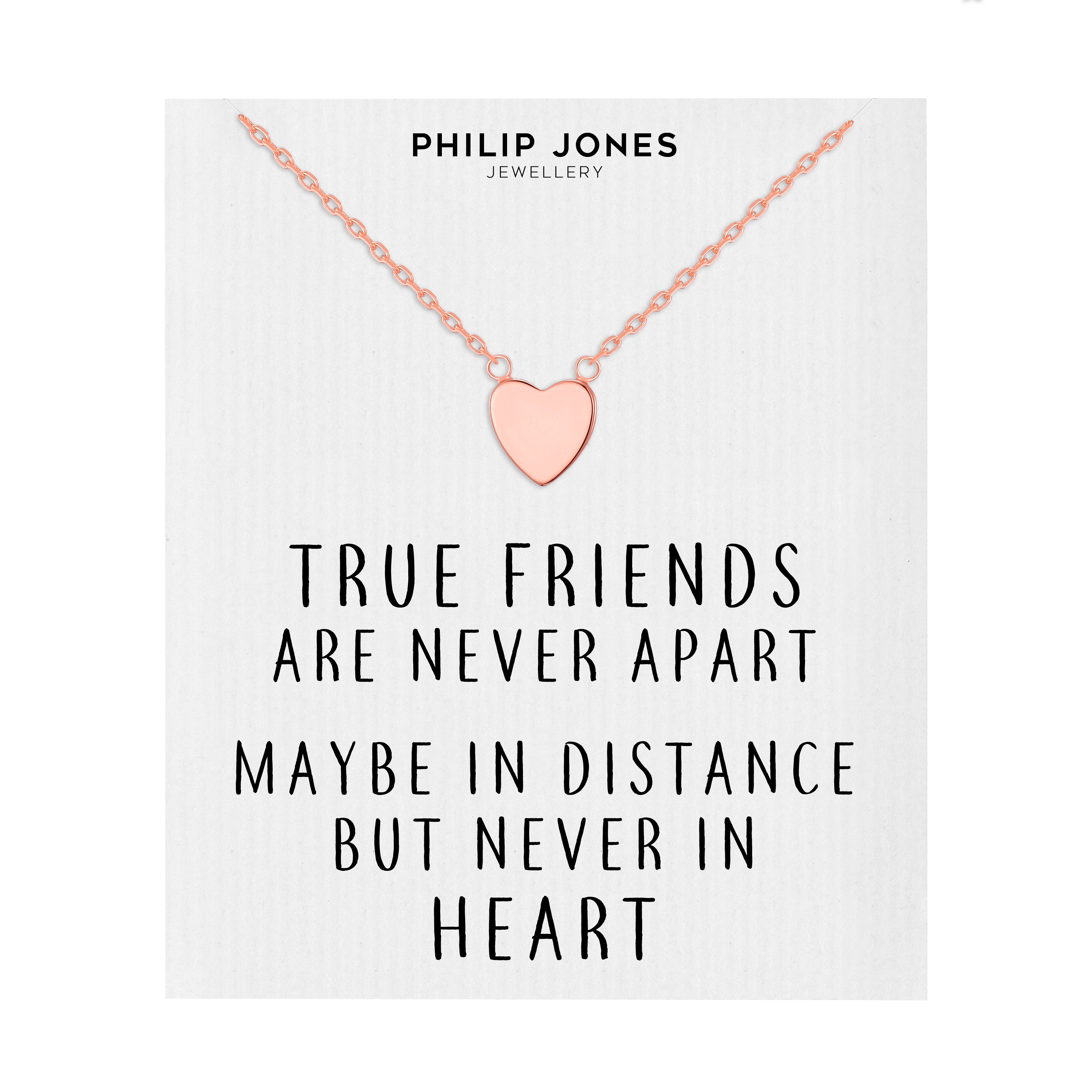 Rose Gold Plated Heart Necklace with Quote Card by Philip Jones Jewellery