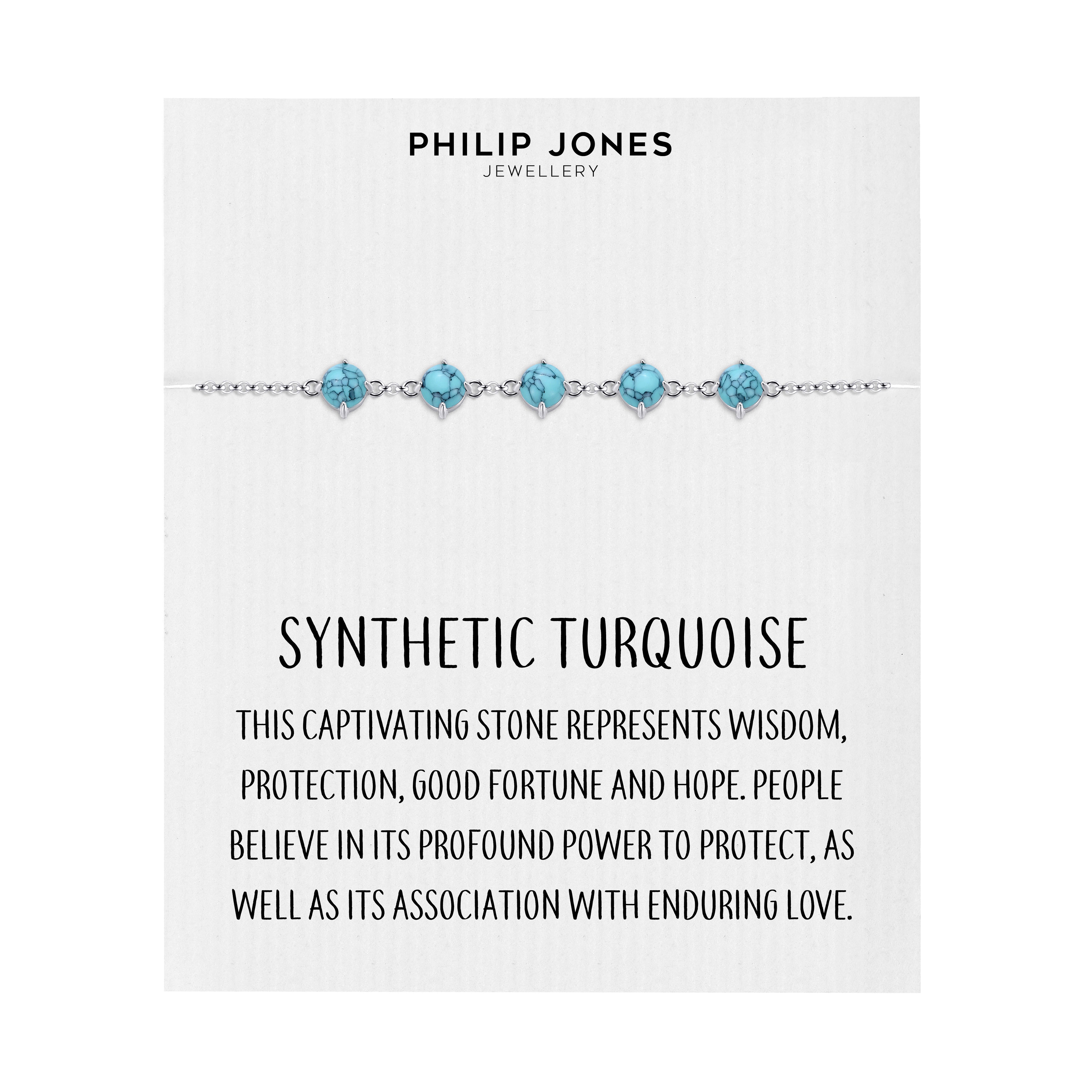 Synthetic Turquoise Gemstone Bracelet with Quote Card by Philip Jones Jewellery