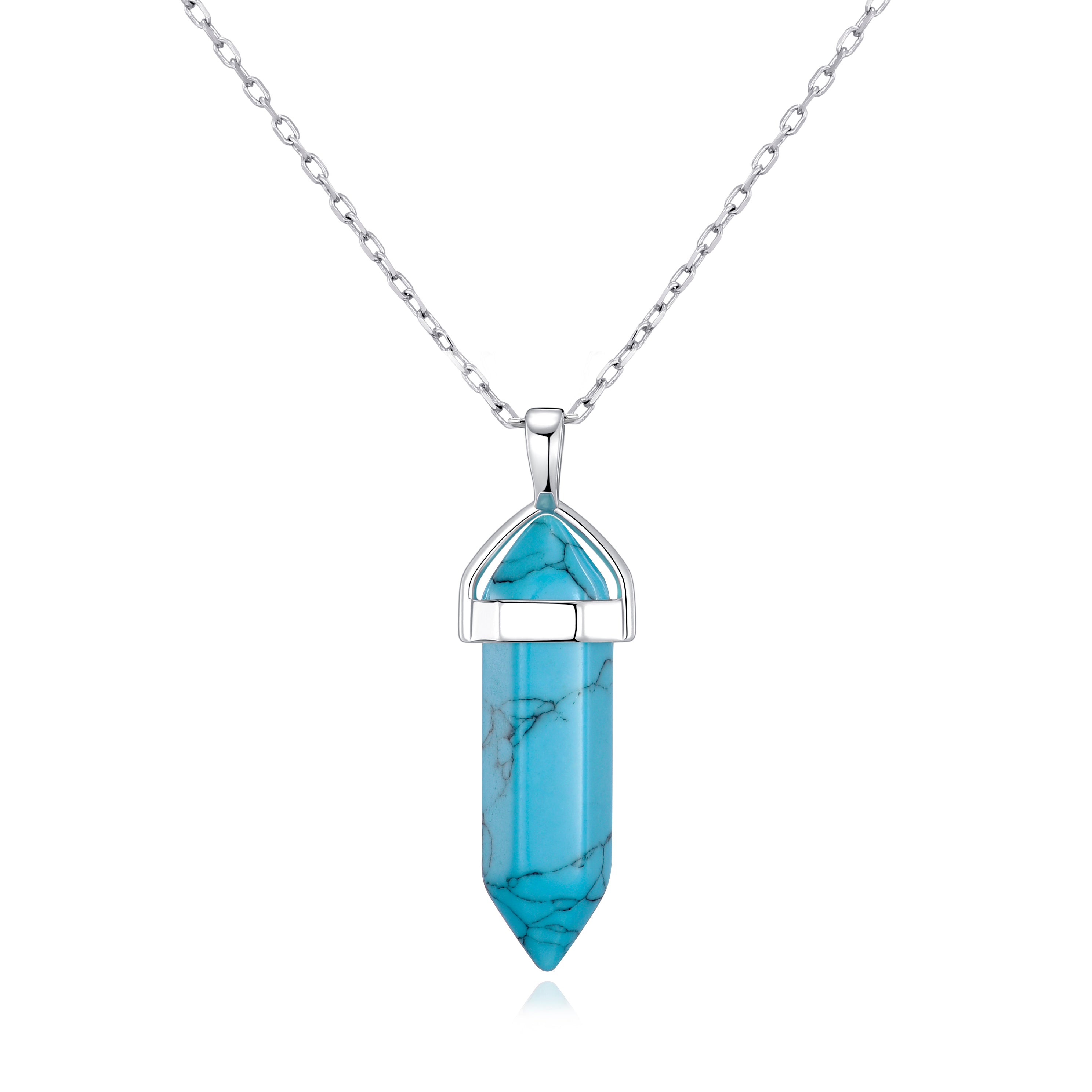 Synthetic Turquoise Genuine Gemstone Necklace by Philip Jones Jewellery