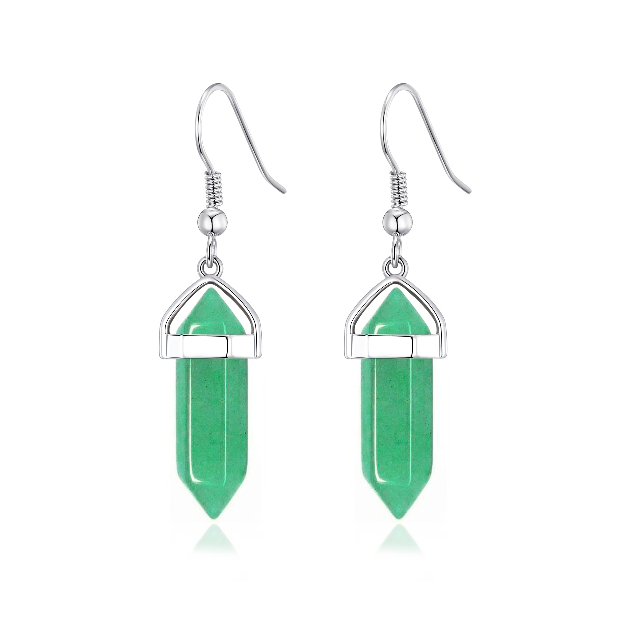 Green Aventurine Gemstone Drop Earrings by Philip Jones Jewellery