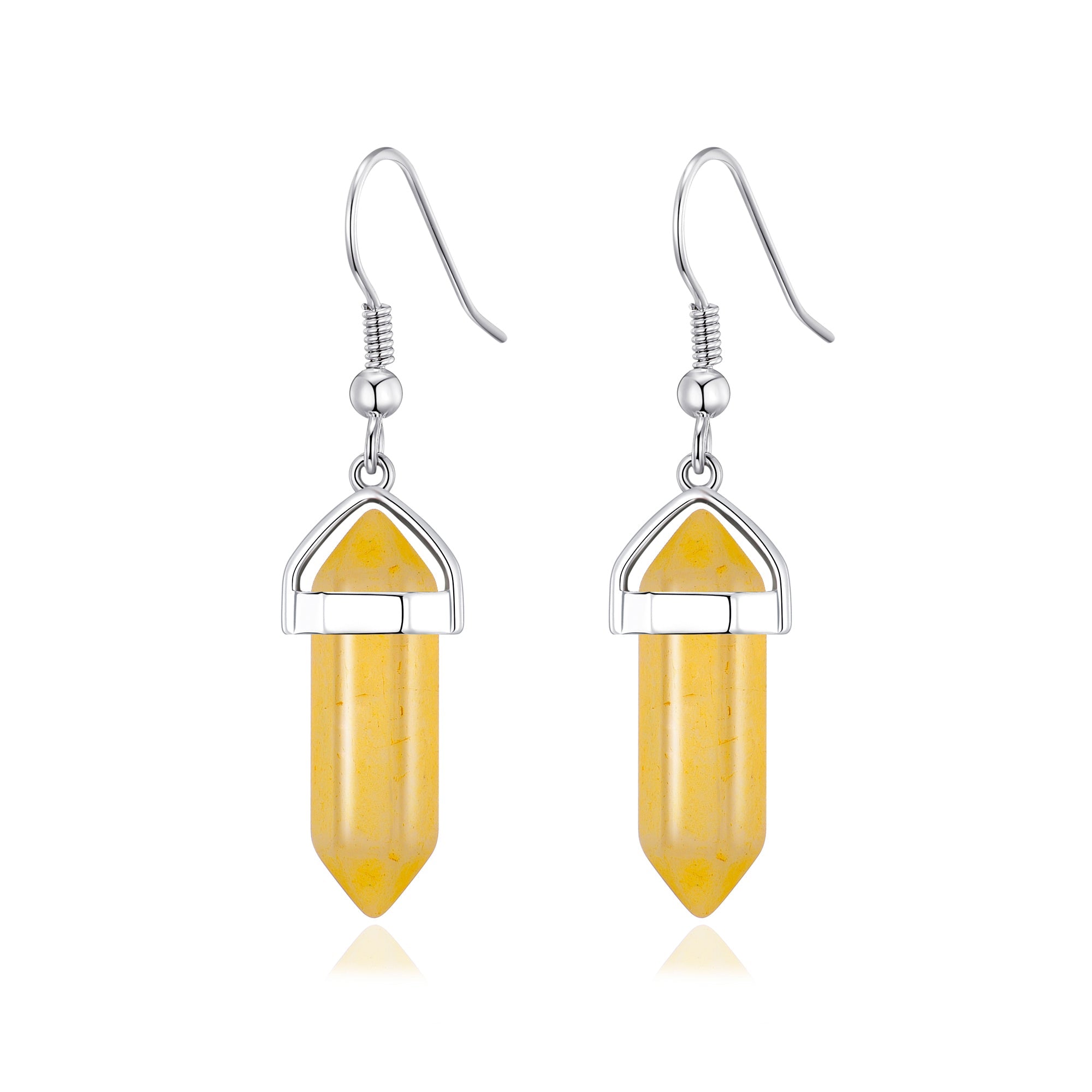 Yellow Quartz Gemstone Drop Earrings by Philip Jones Jewellery