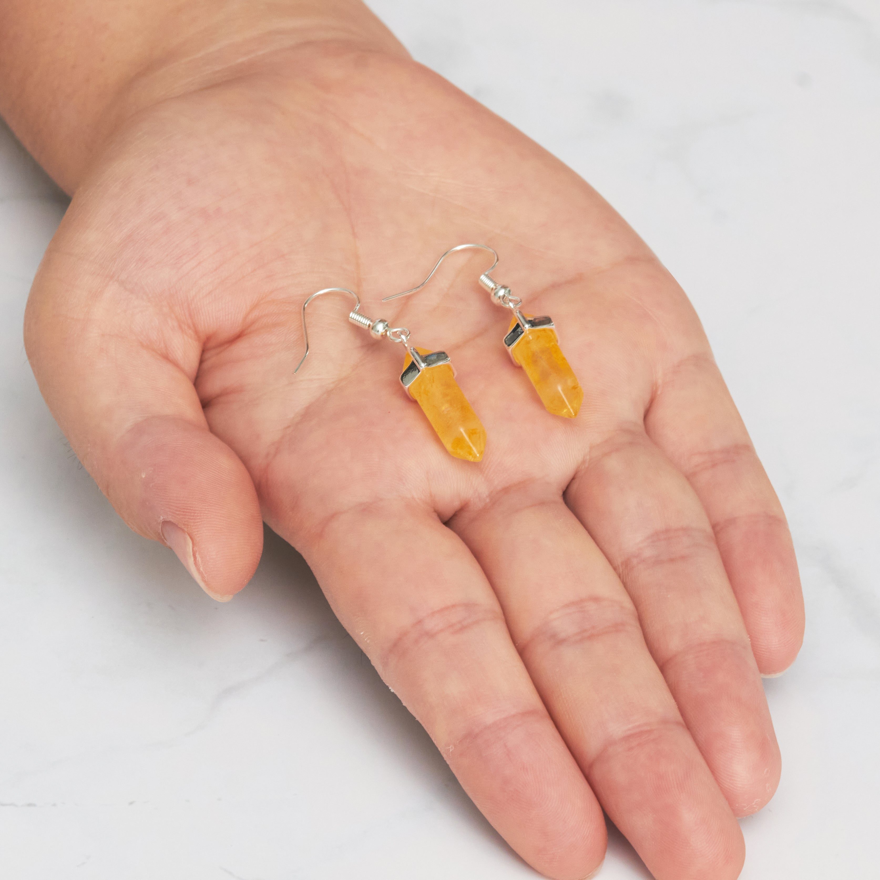 Yellow Quartz Gemstone Drop Earrings