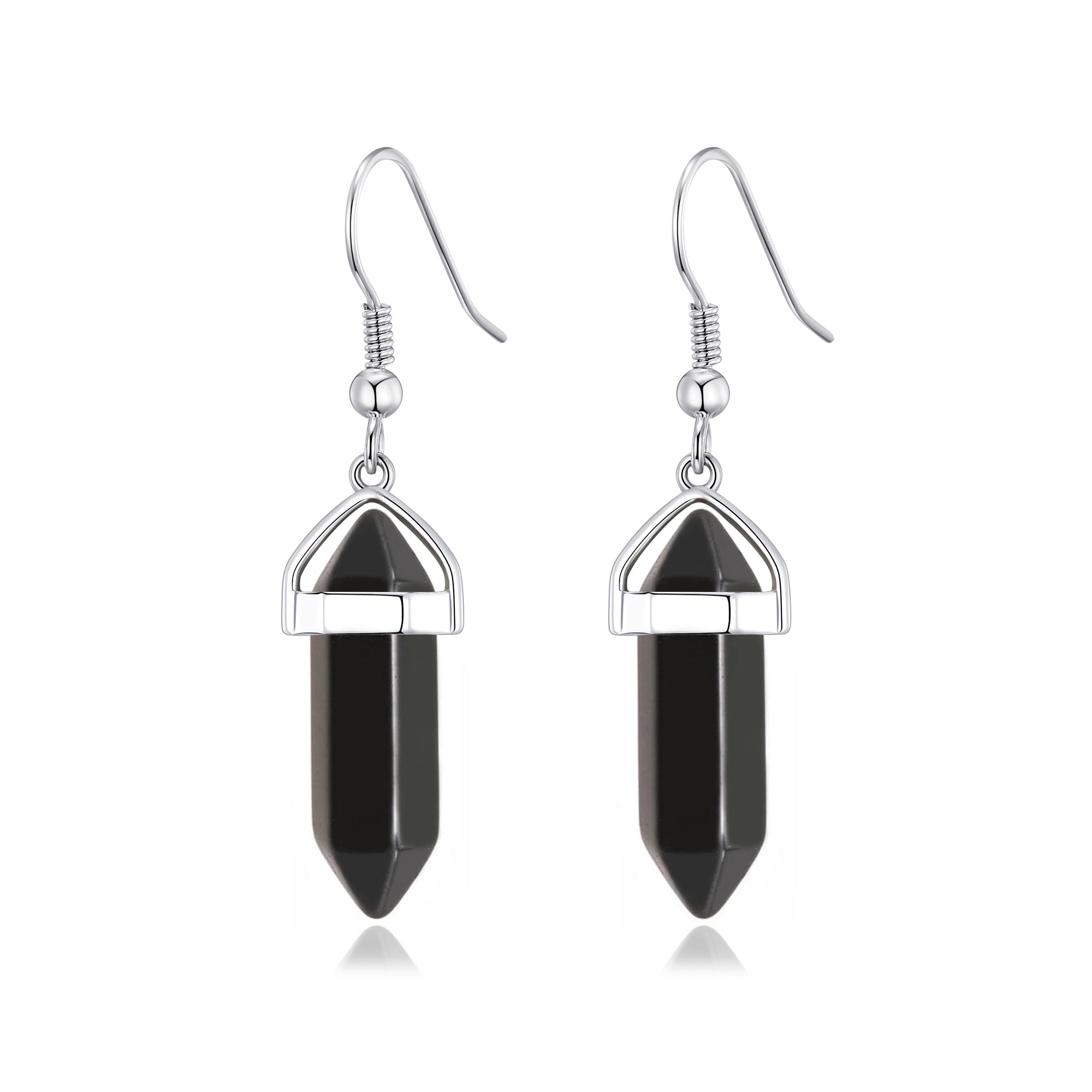 Black Onyx Gemstone Drop Earrings by Philip Jones Jewellery