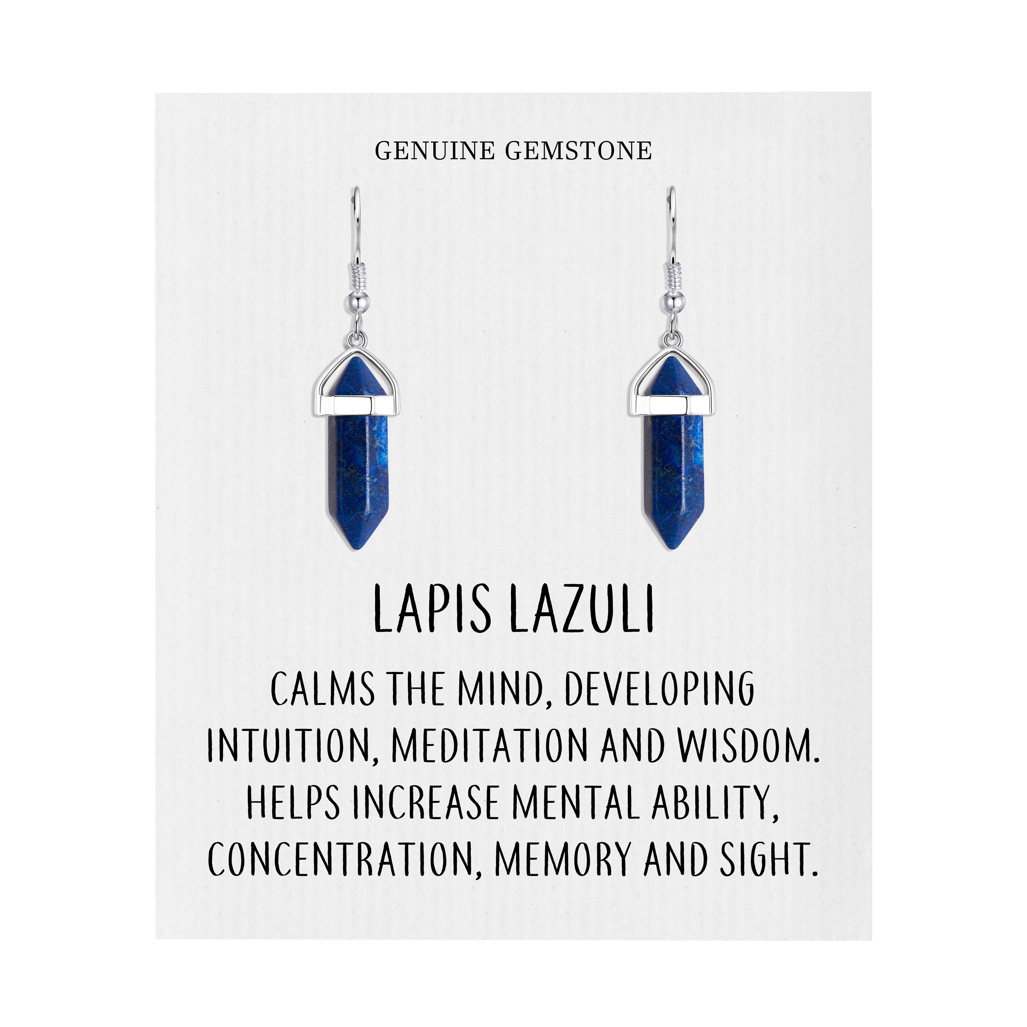 Lapis Gemstone Drop Earrings with Quote Card by Philip Jones Jewellery