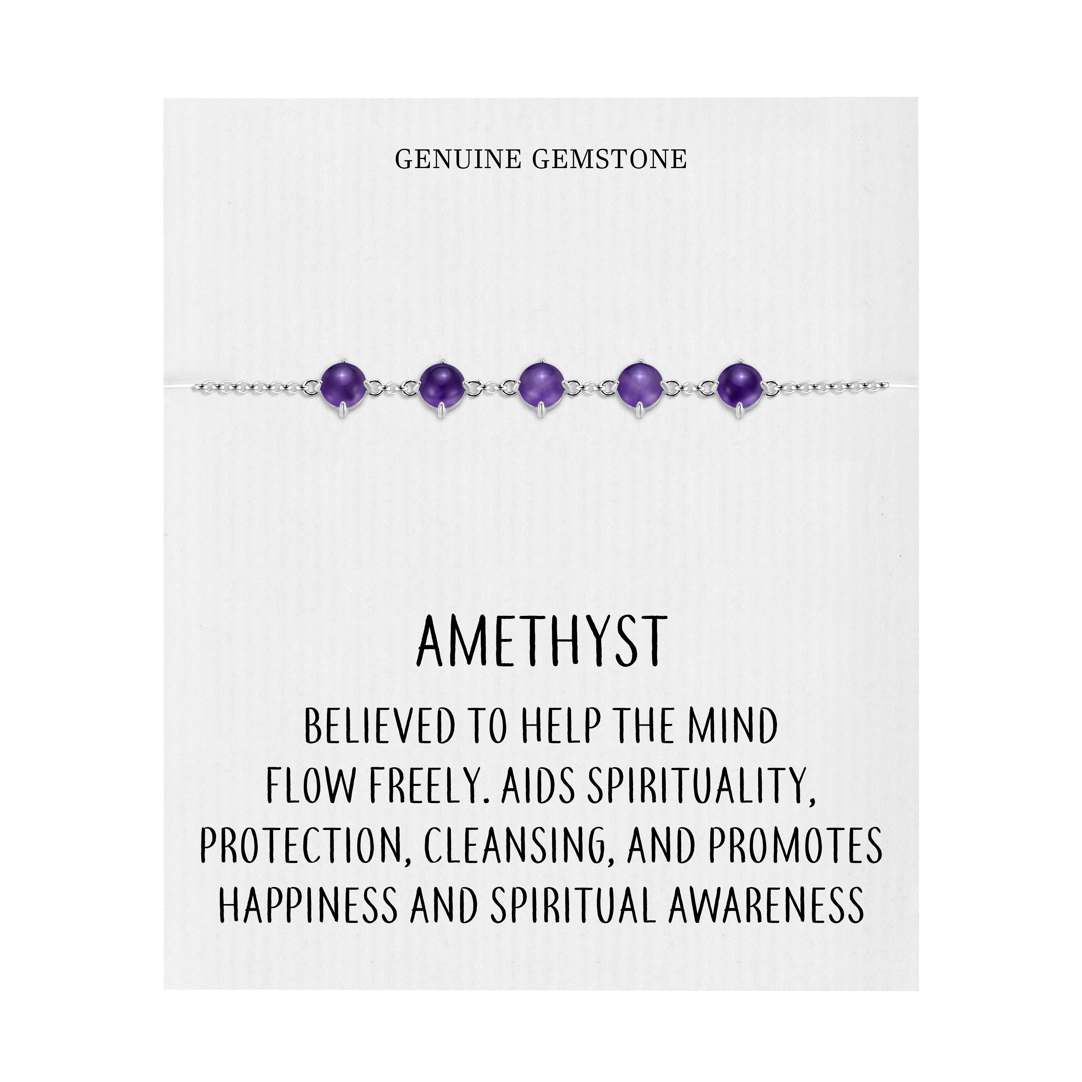 Amethyst Gemstone Bracelet with Quote Card by Philip Jones Jewellery