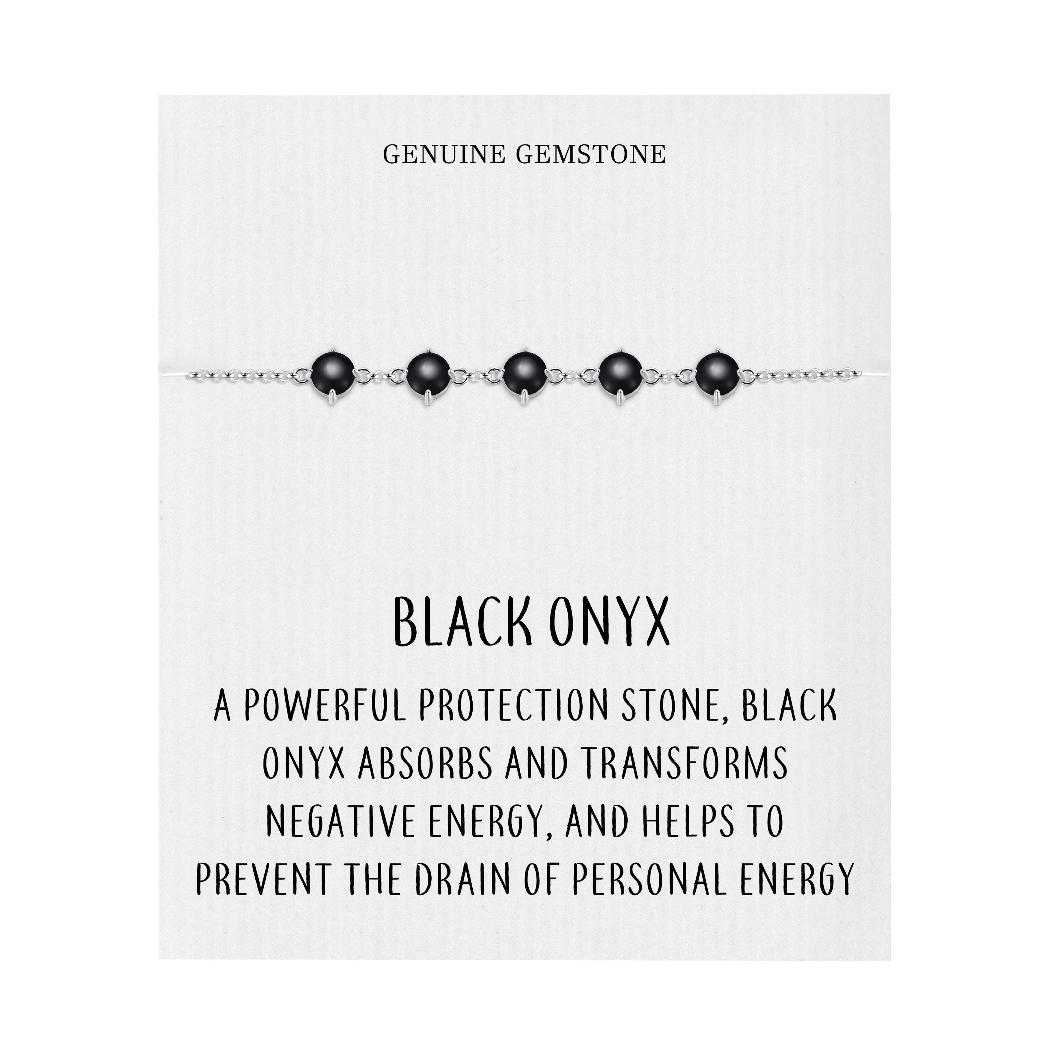 Black Onyx Gemstone Bracelet with Quote Card by Philip Jones Jewellery