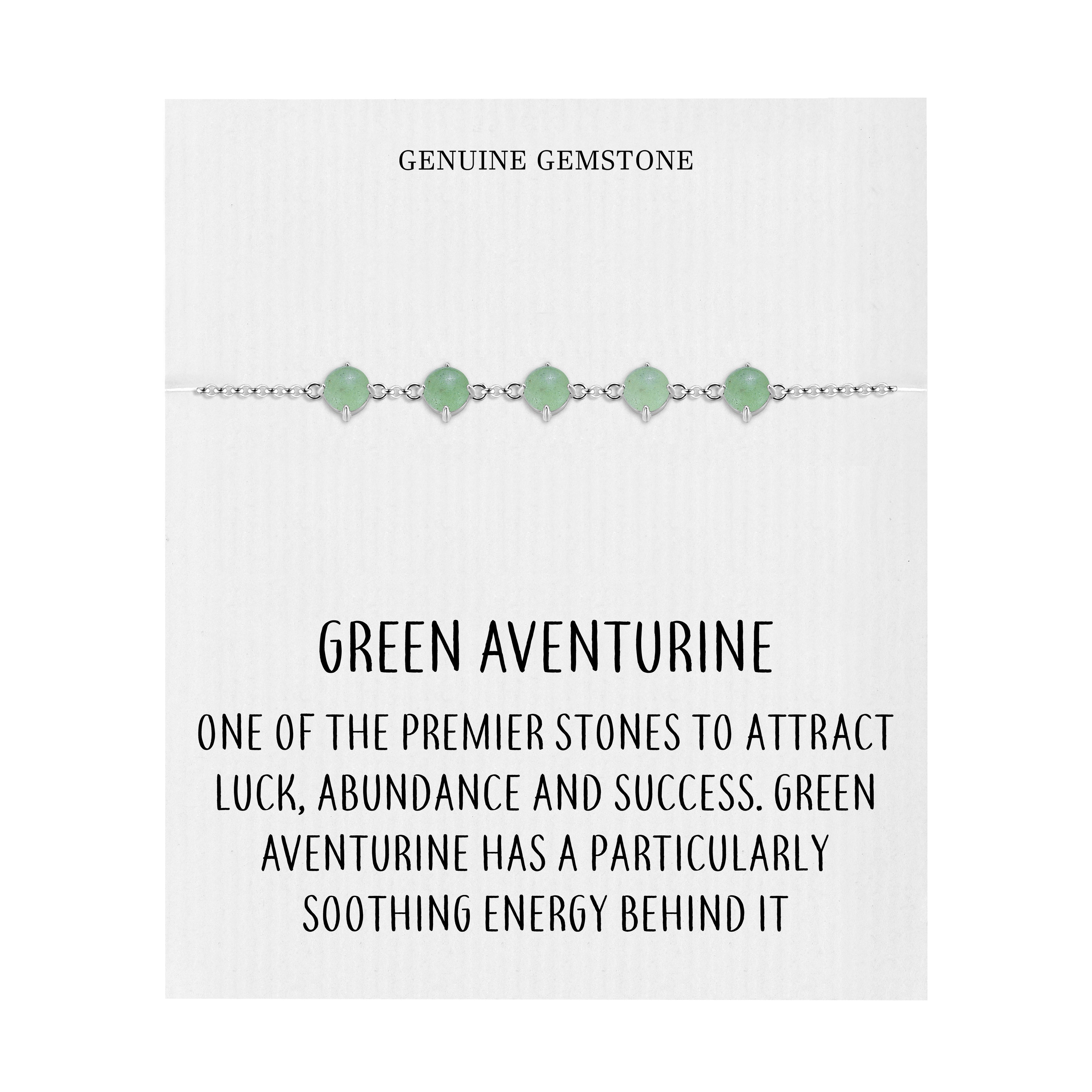 Green Aventurine Gemstone Bracelet with Quote Card by Philip Jones Jewellery