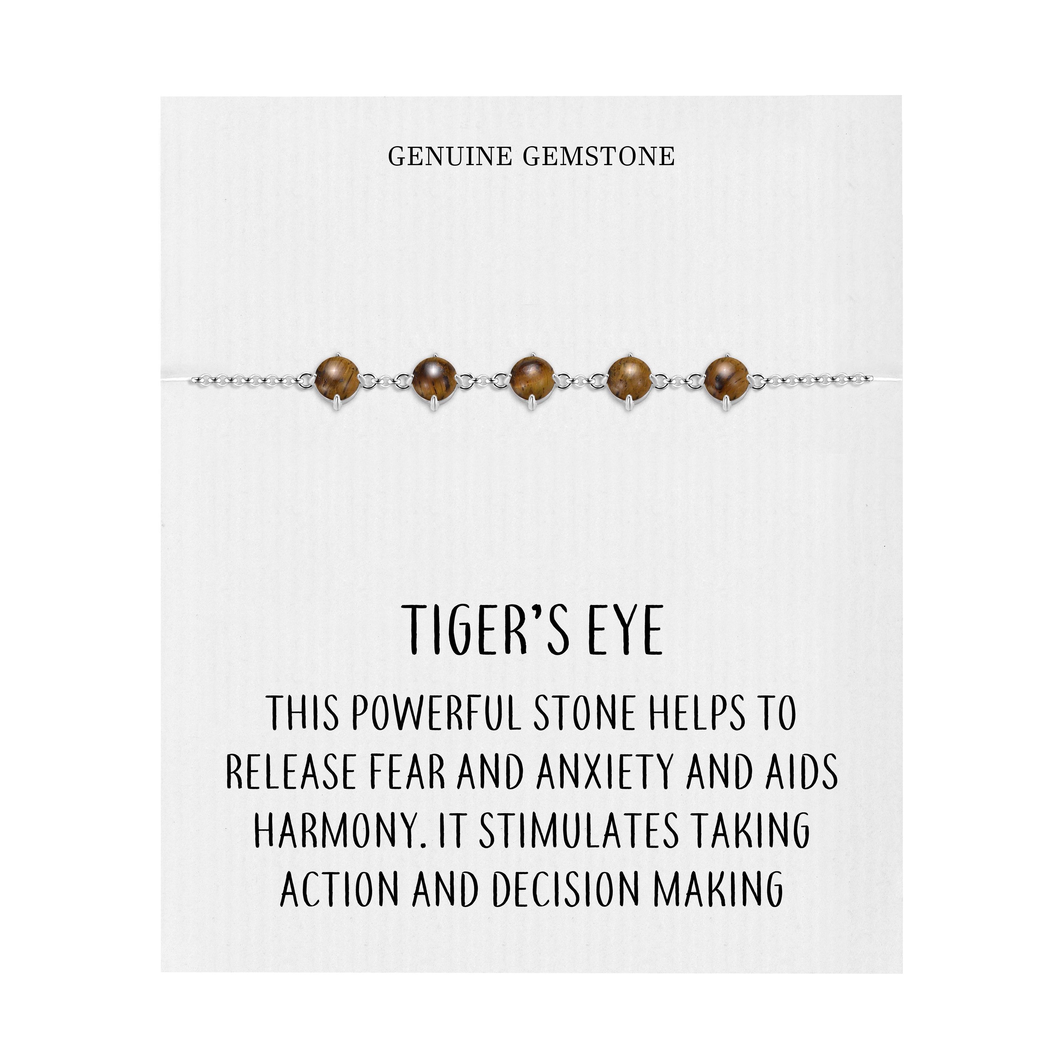 Tiger's Eye Gemstone Bracelet with Quote Card by Philip Jones Jewellery
