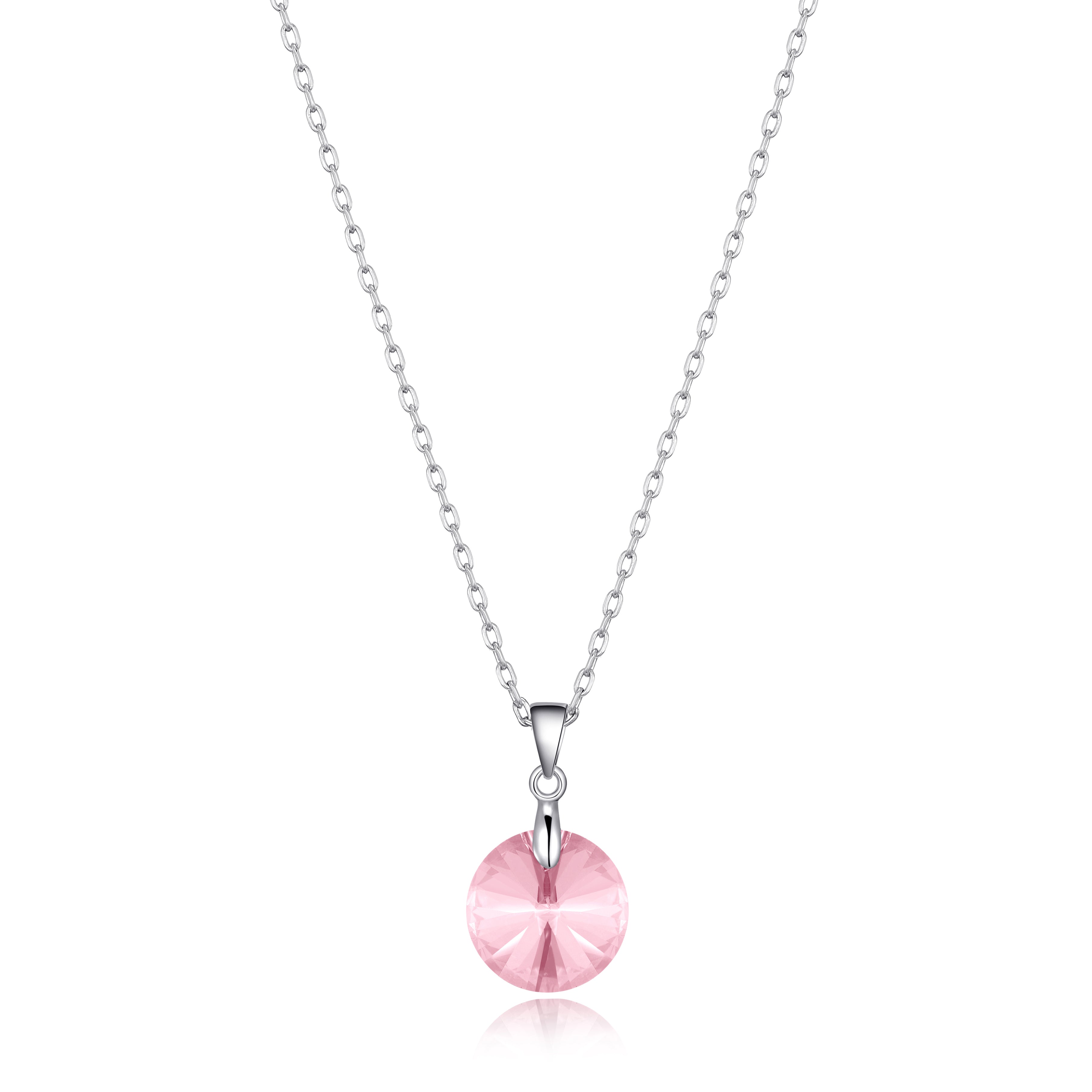 Sterling Silver Light Rose Necklace Created with Zircondia® Crystals