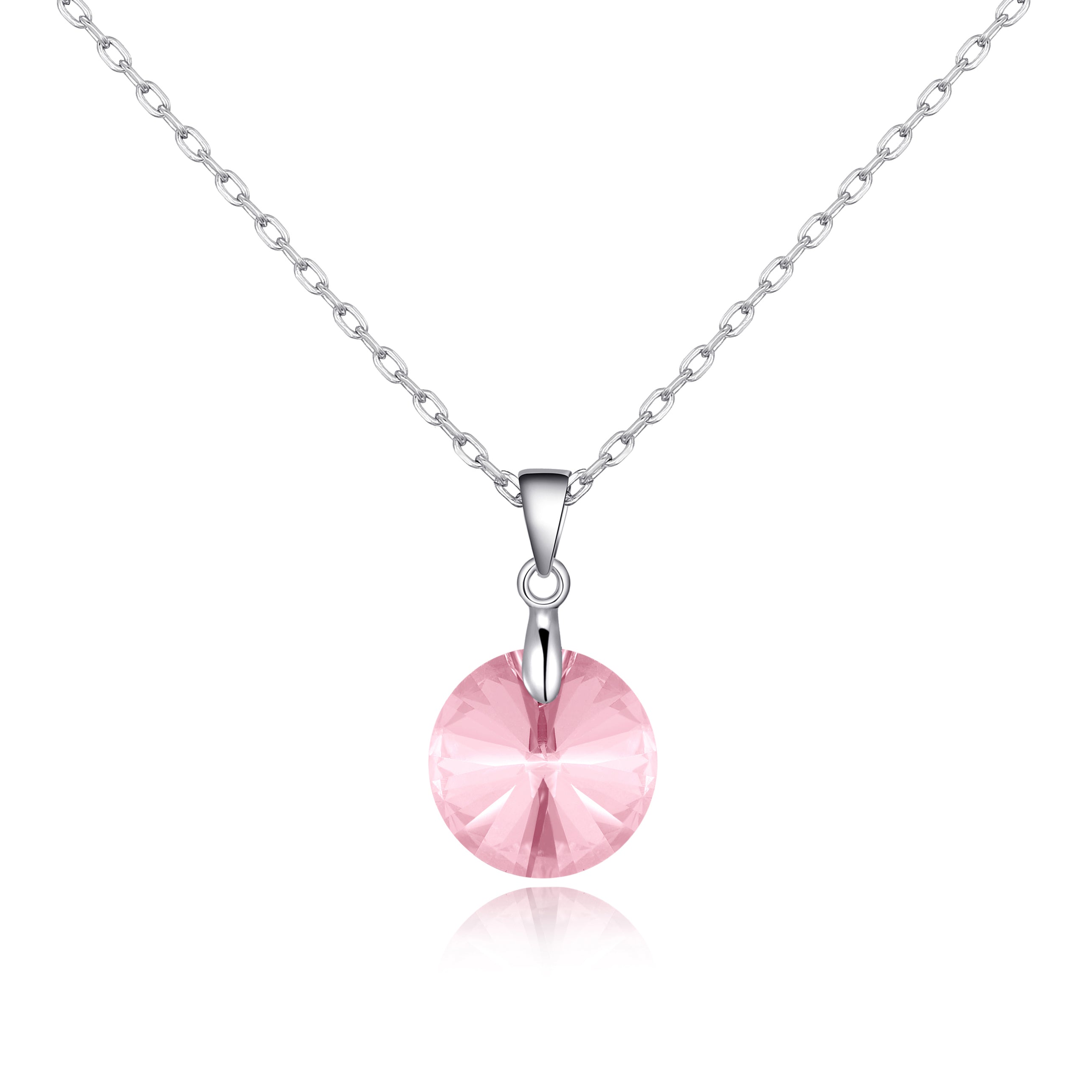 Sterling Silver Light Rose Necklace Created with Zircondia® Crystals by Philip Jones Jewellery