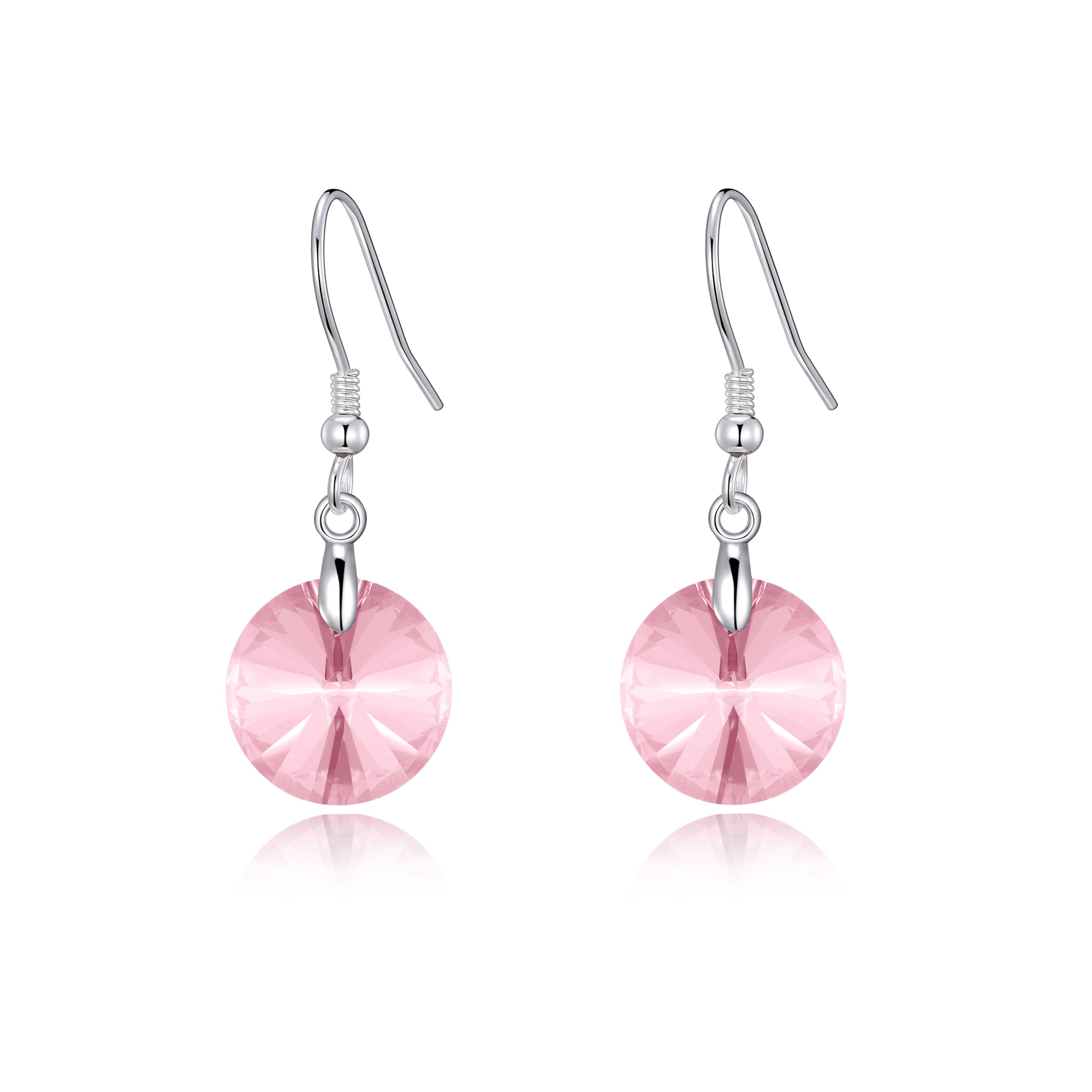Sterling Silver Light Rose Earrings Created with Zircondia® Crystals by Philip Jones Jewellery