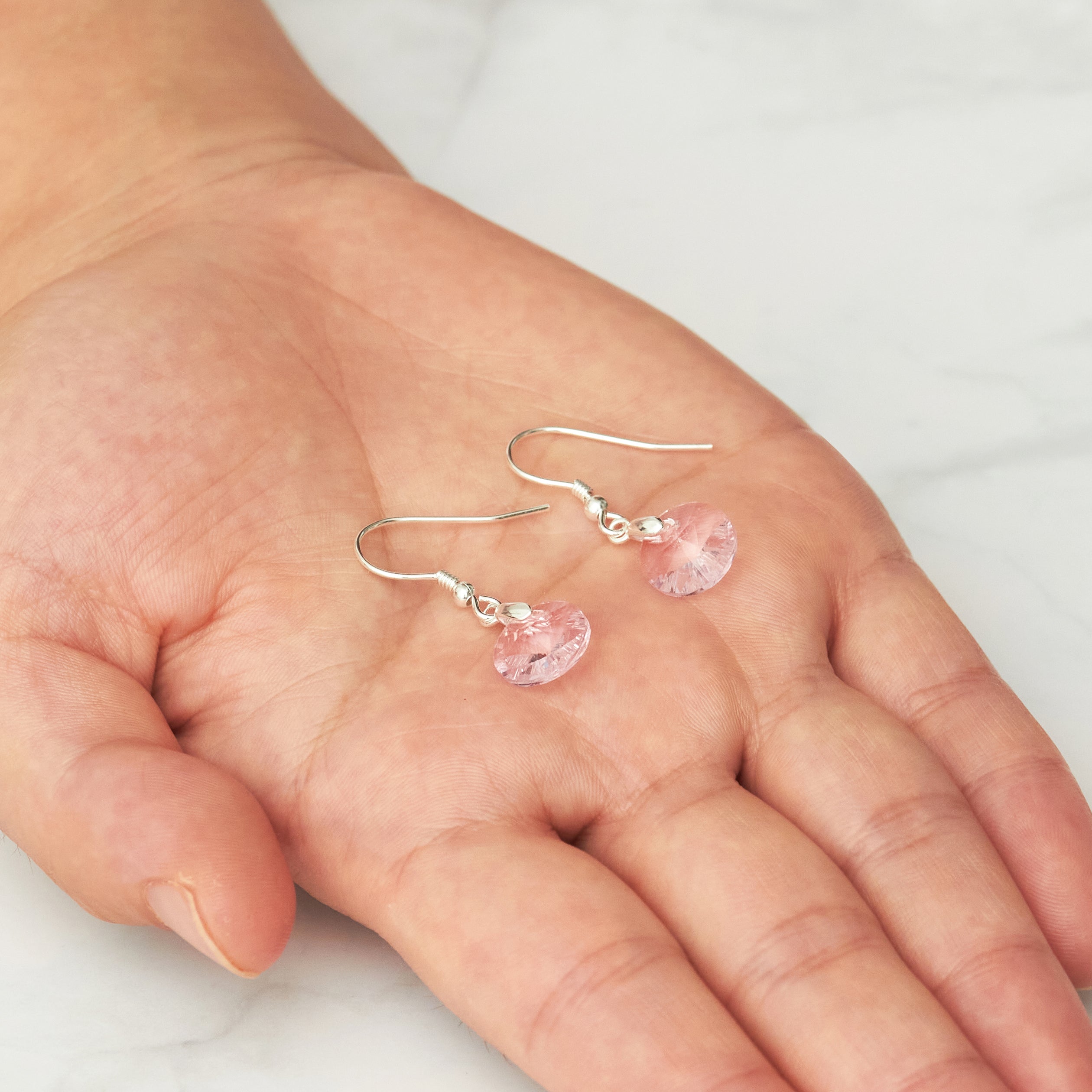 Sterling Silver Light Rose Earrings Created with Zircondia® Crystals