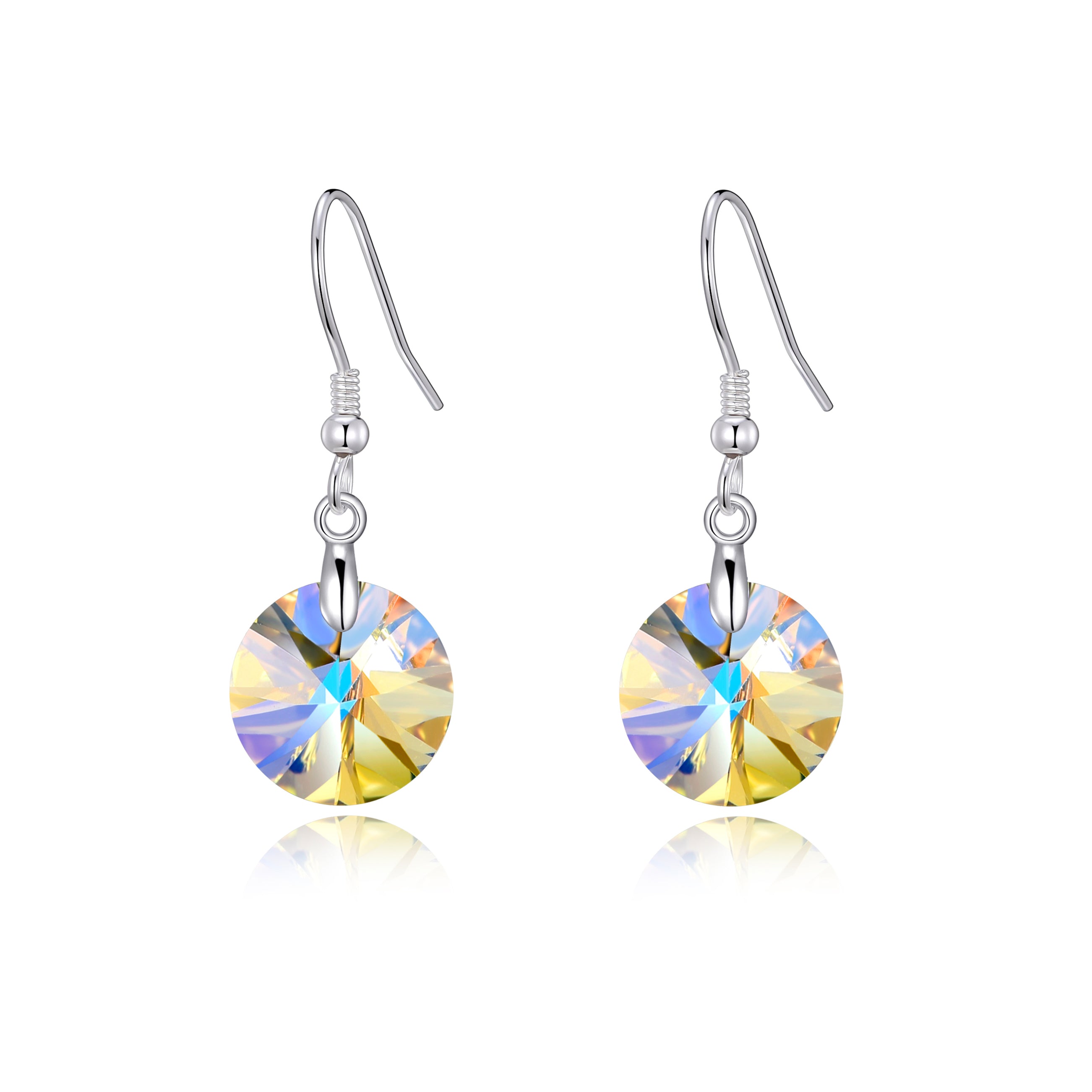 Sterling Silver Aurora Borealis Earrings Created with Zircondia® Crystals by Philip Jones Jewellery