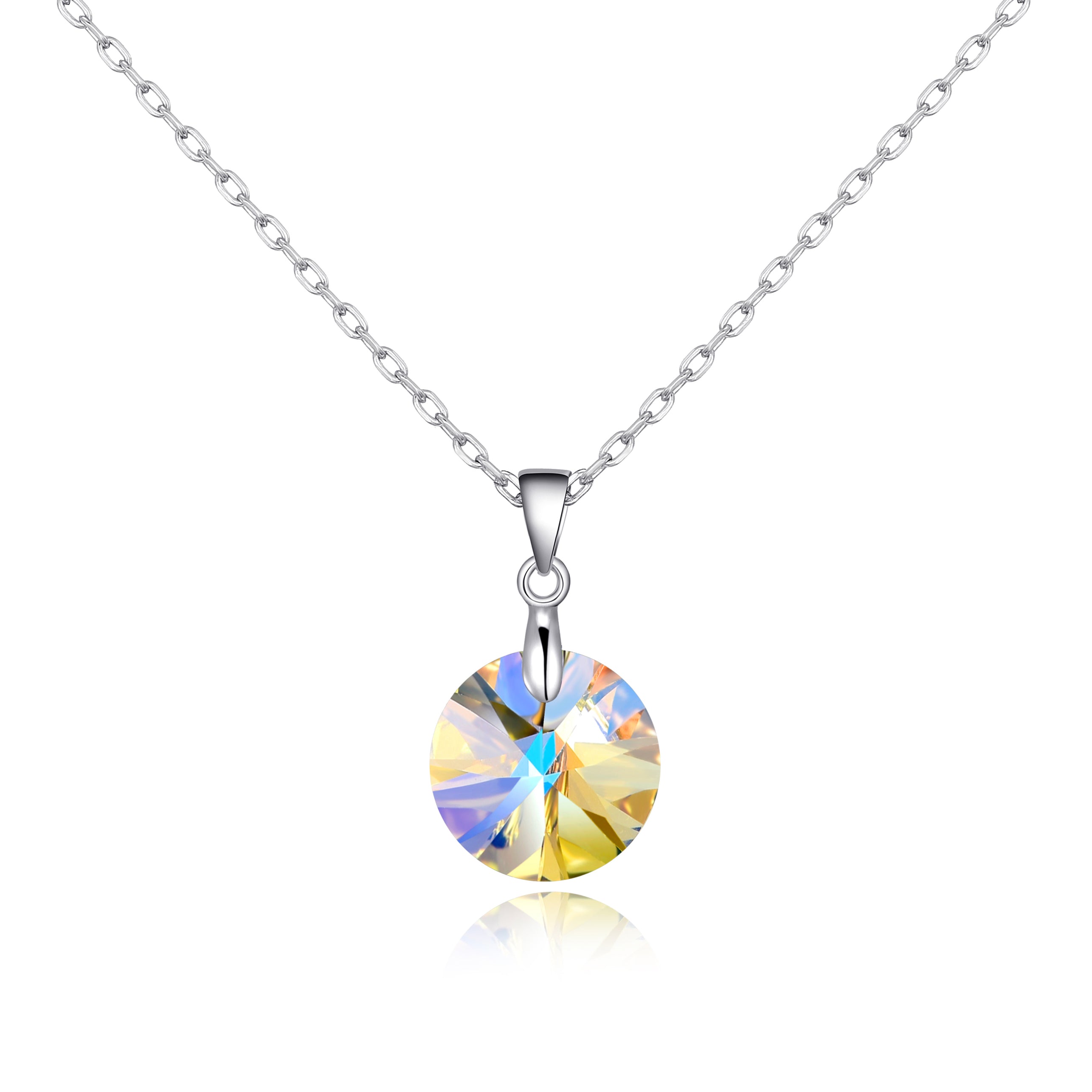 Sterling Silver Aurora Borealis Necklace Created with Zircondia® Crystals by Philip Jones Jewellery