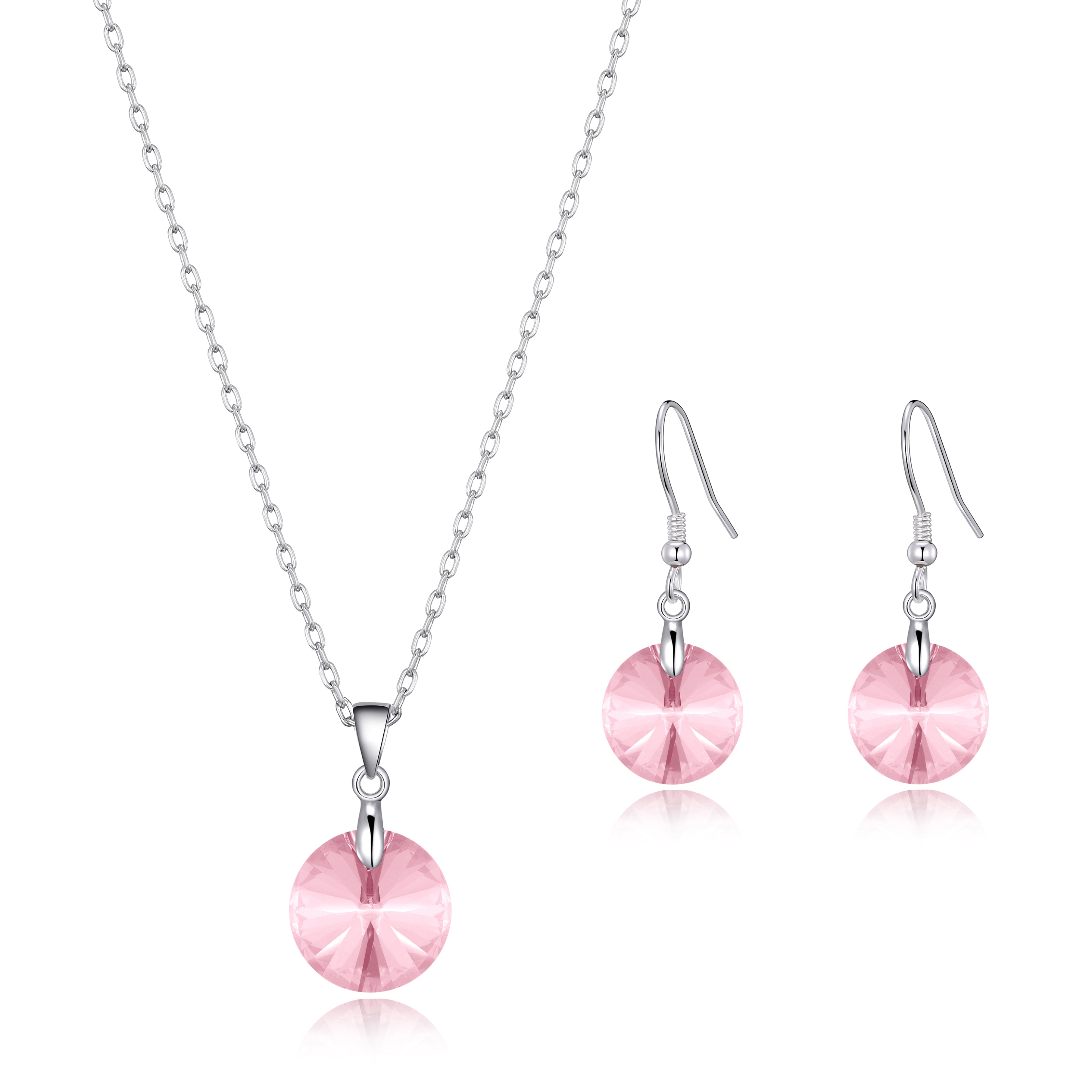 Sterling Silver Light Rose Set Created with Zircondia® Crystals by Philip Jones Jewellery