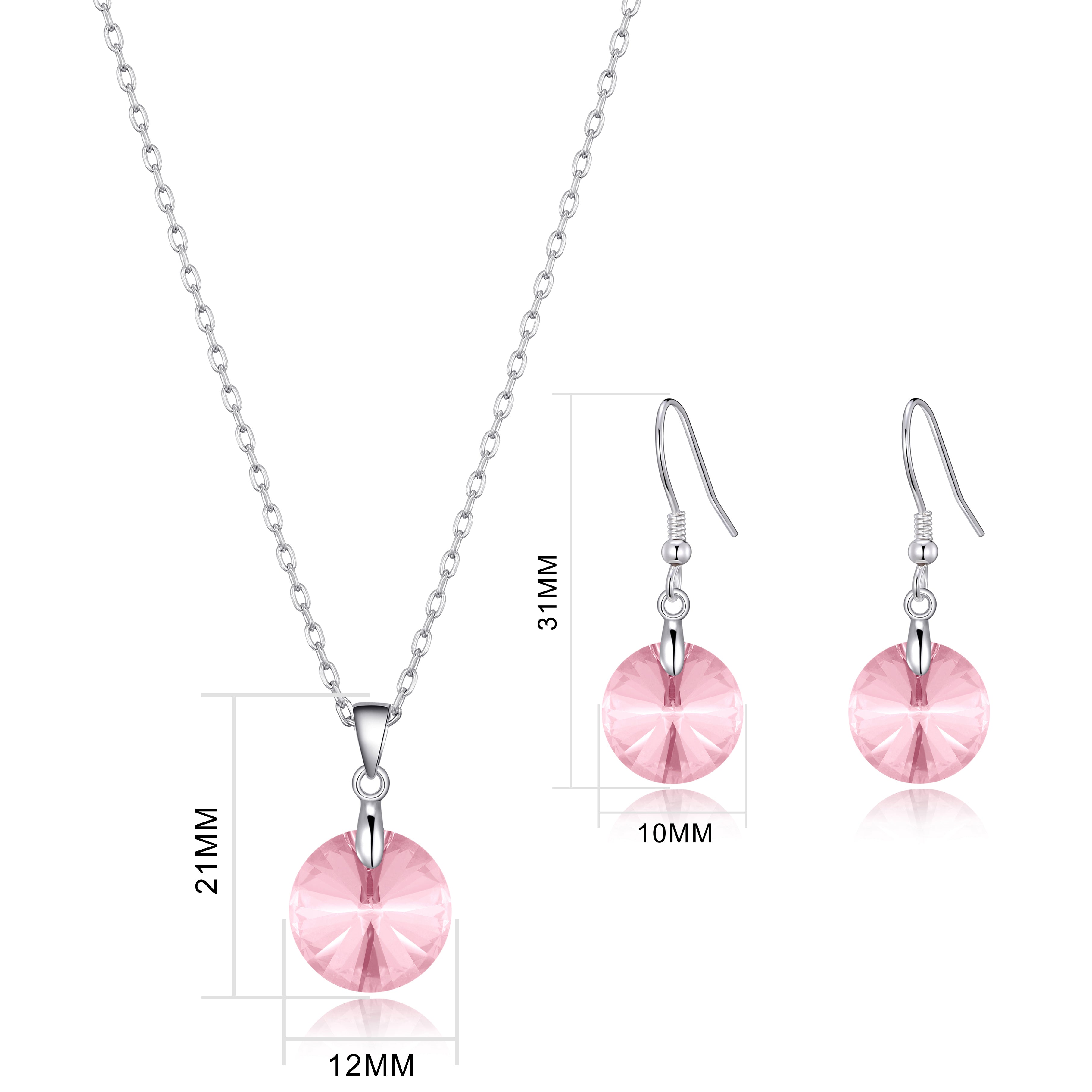 Sterling Silver Light Rose Set Created with Zircondia® Crystals