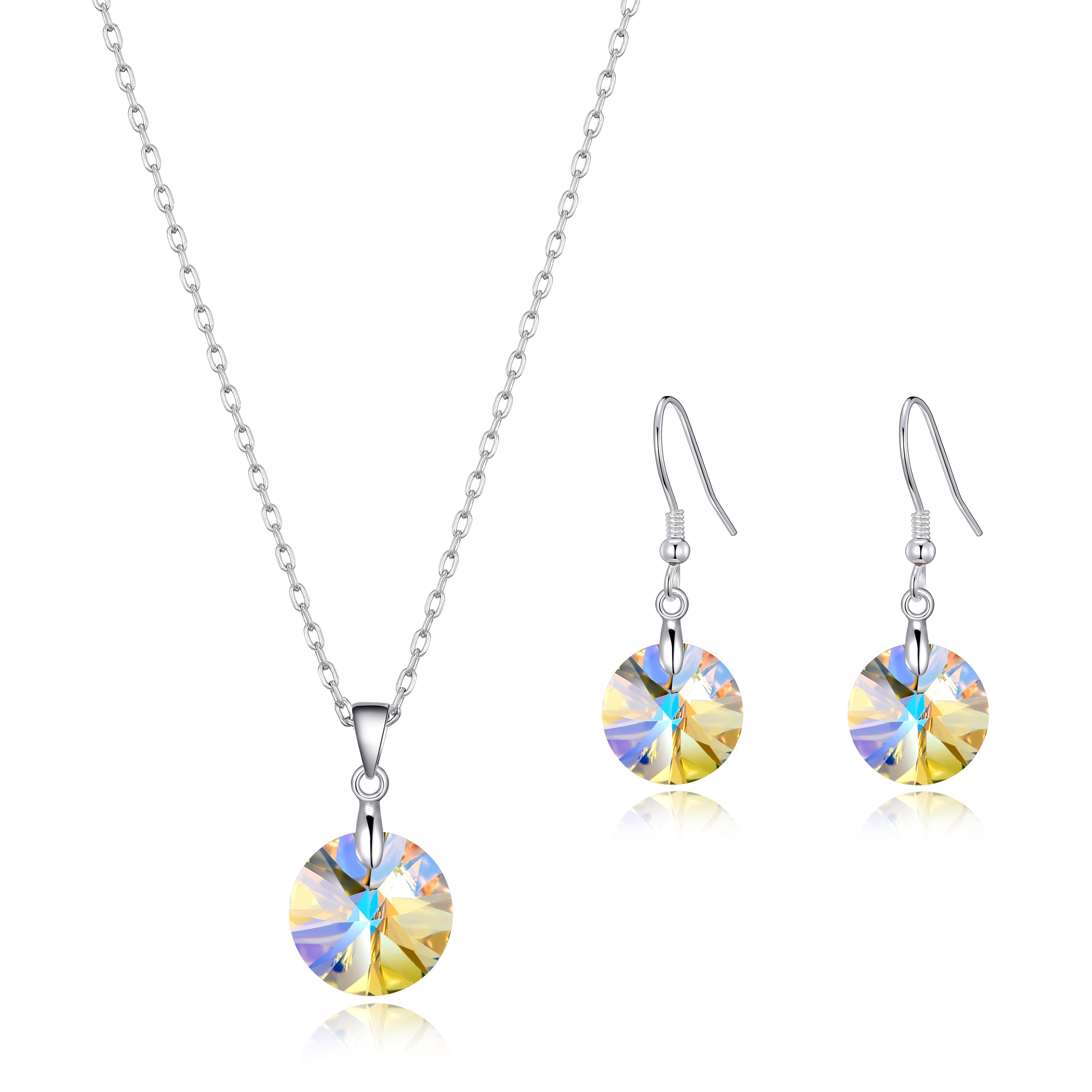 Sterling Silver Aurora Borealis Set Created with Zircondia® Crystals by Philip Jones Jewellery