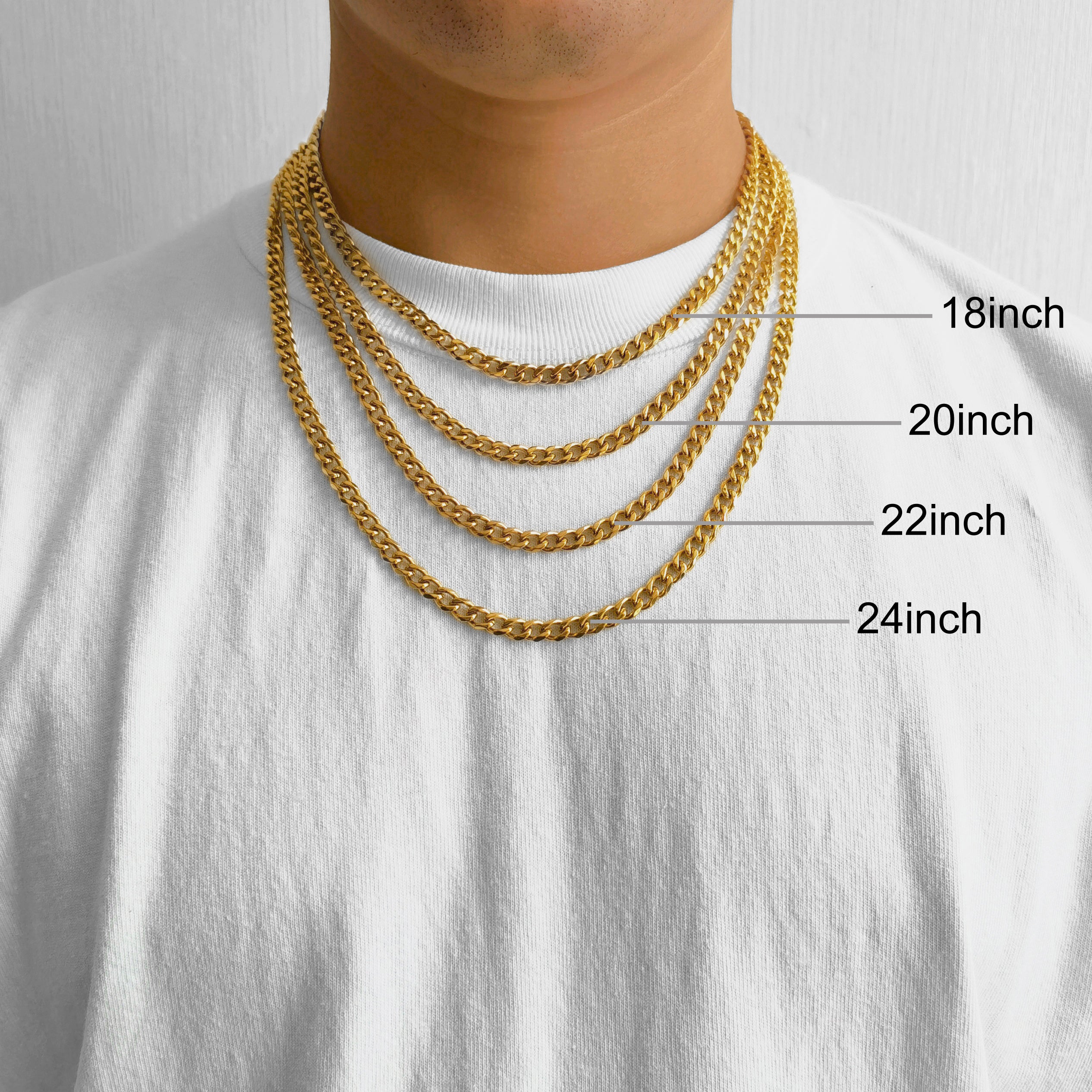 Men's 6mm Gold Plated Steel 18-24 Inch Curb Chain Necklace