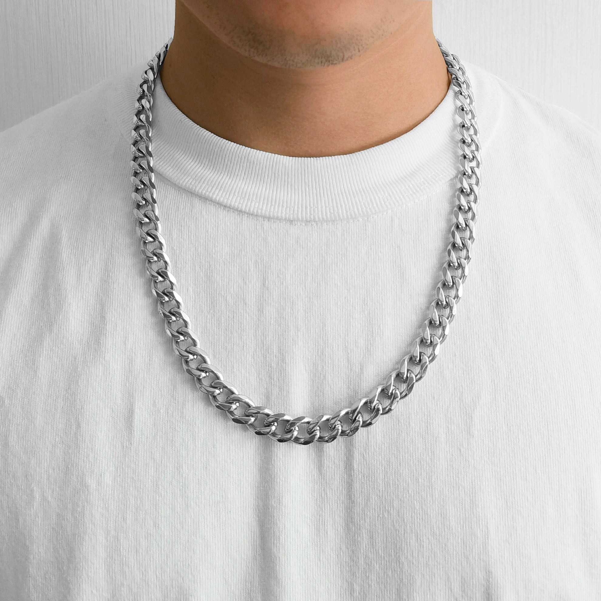 Men's 12mm Stainless Steel 18-24 Inch Curb Chain Necklace
